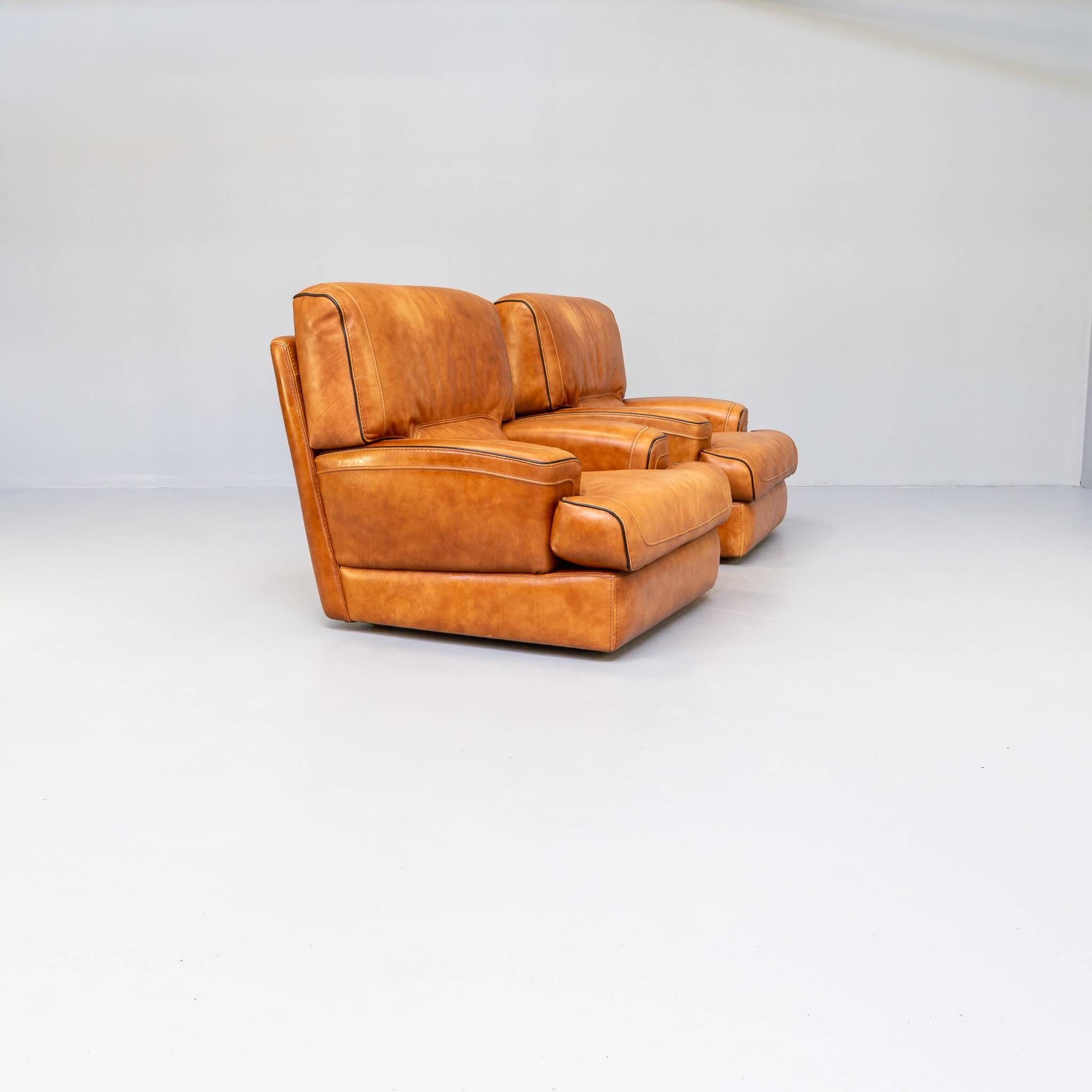 20th Century Mid-Century Comfort Lounge Fauteuil Attr Roche Bobois Set/2