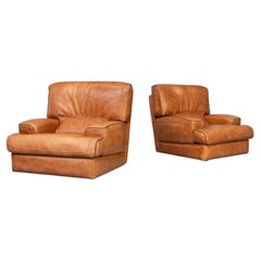 Used Mid-Century Comfort Lounge Fauteuil Attr Roche Bobois Set/2
