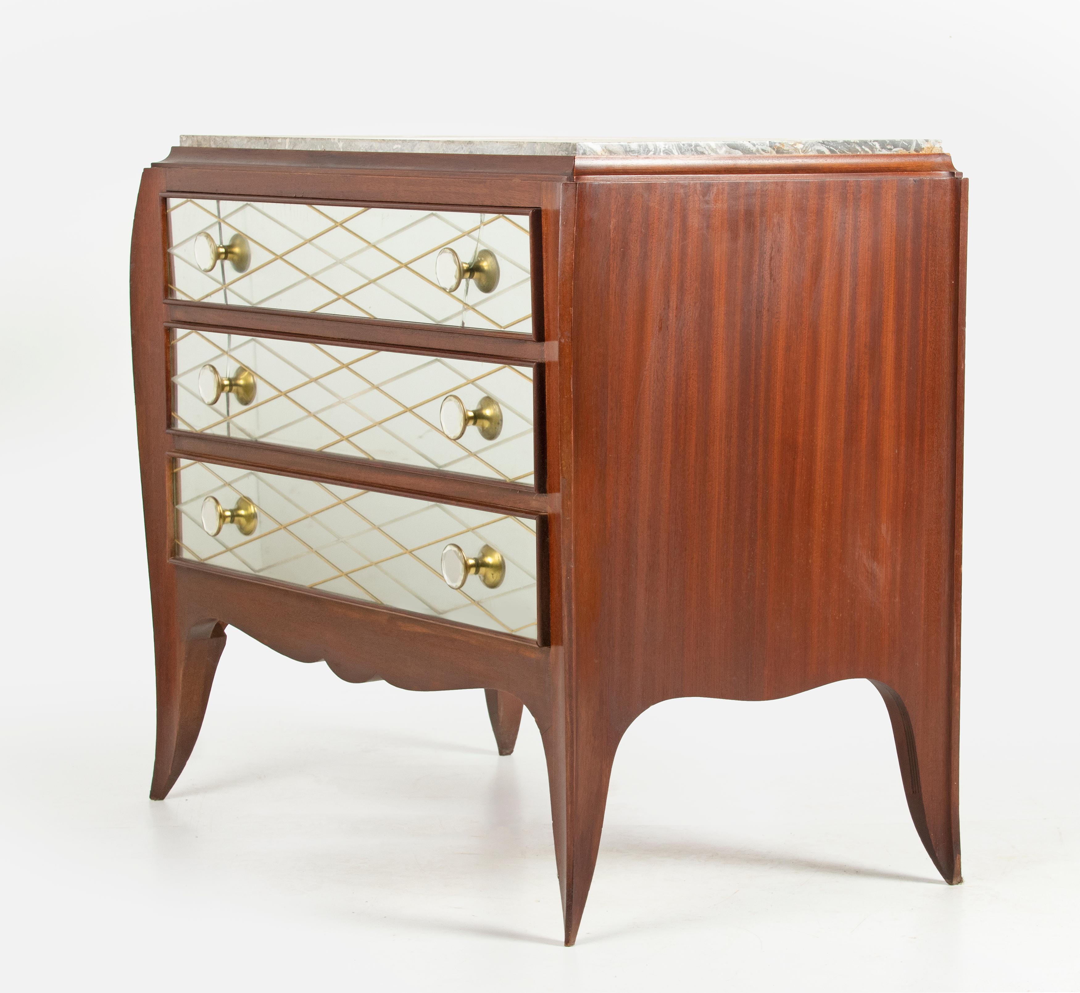 Art Deco Mid Century Commode Chest of Drawers, Jean Pascaud Style For Sale