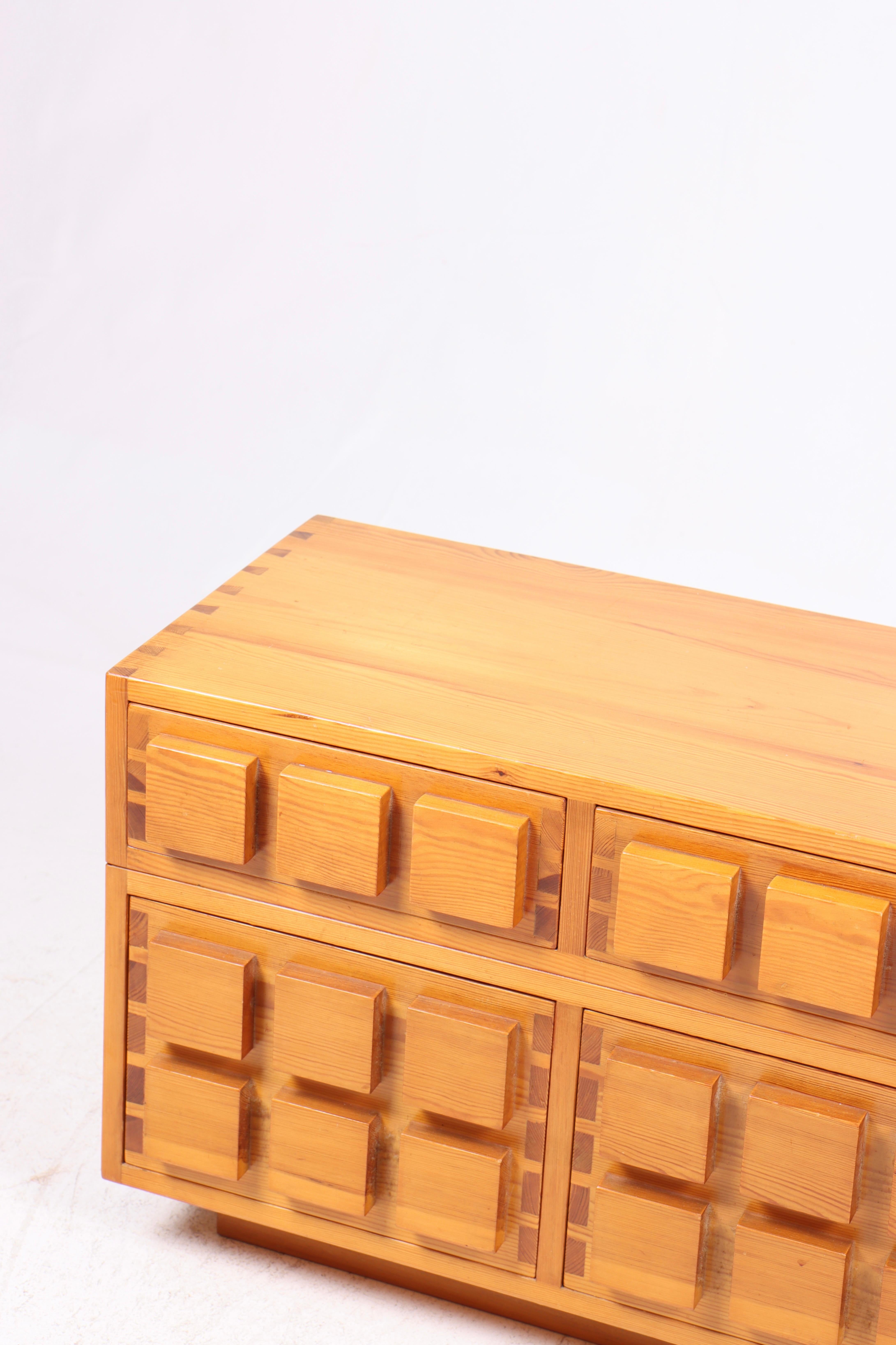 Chest of drawers in solid pine. Designed and made in Denmark. Great original condition.