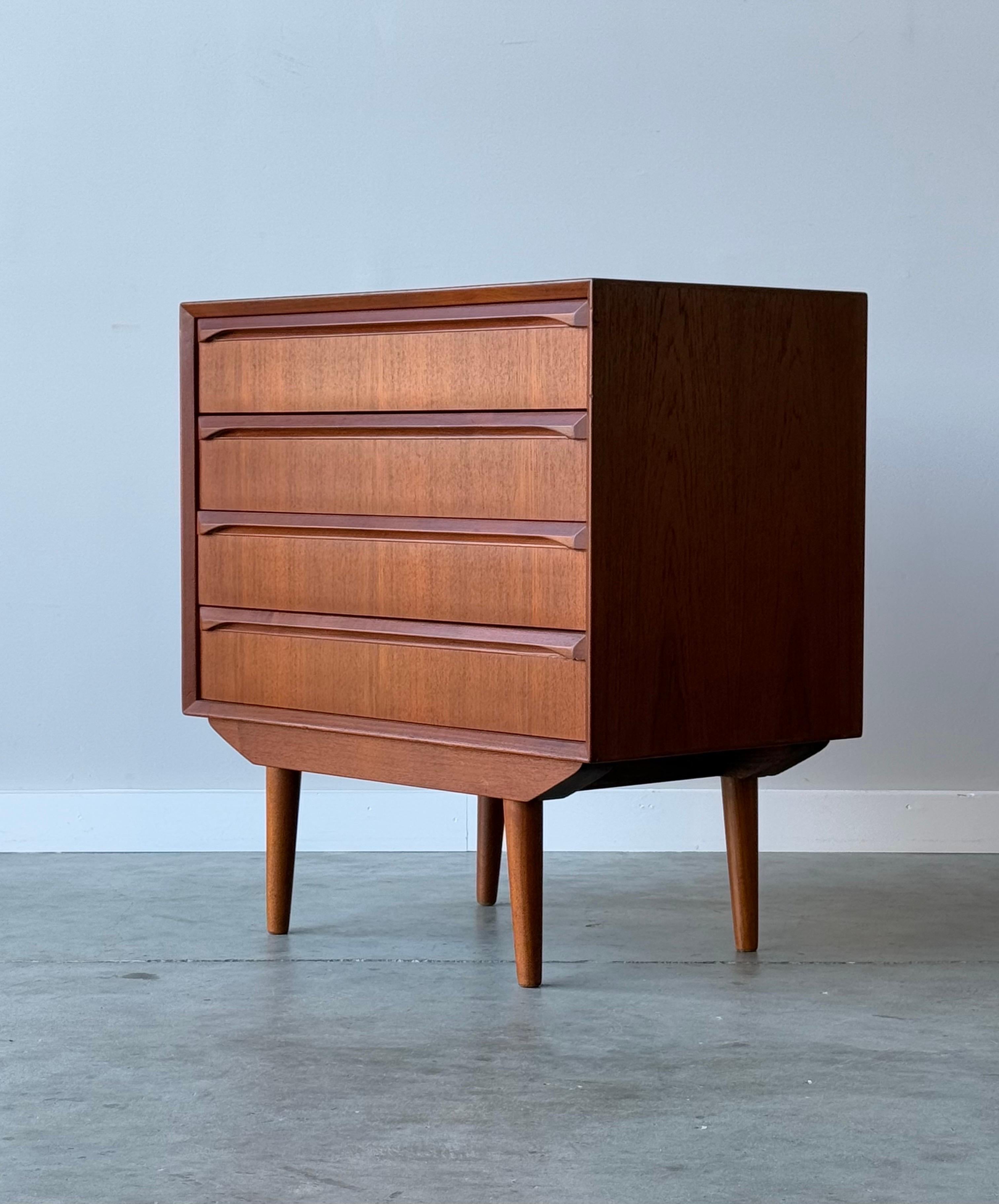 Danish Mid-Century Compact Four Drawer Dresser