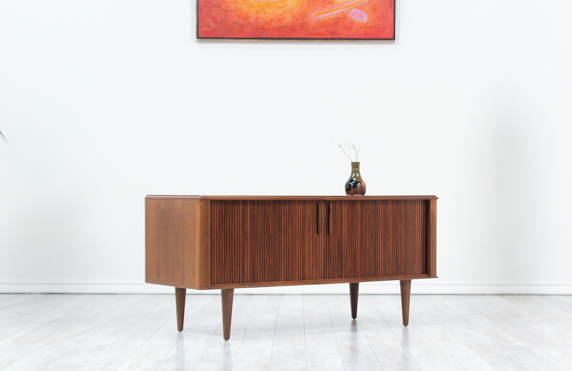 Mid-Century Modern Mid-century Compact Tambour-Door Credenza by Barzilay