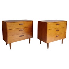 Mid Century Compact Teak Chest Of Drawers, Scandinavian Bedside Tables, 60s