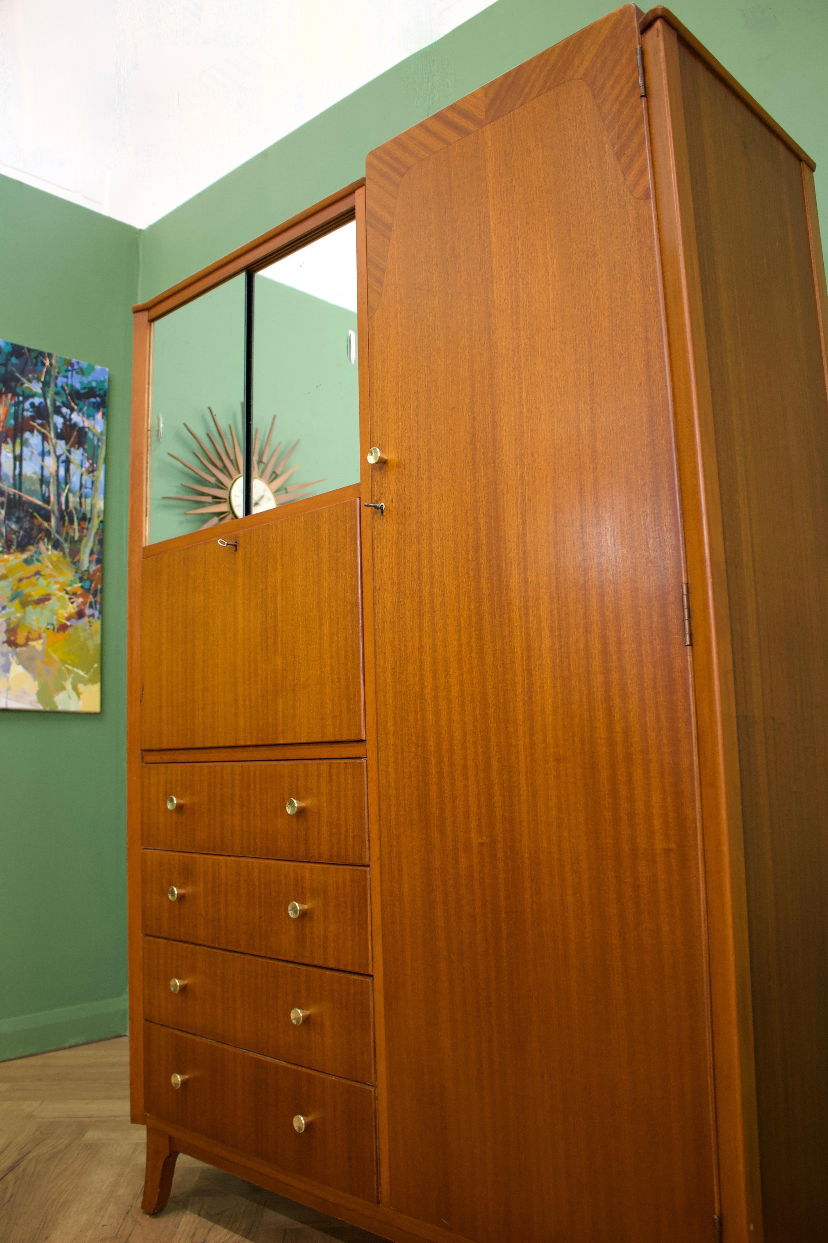 Veneer Mid-Century Compact Wardrobe from Lebus, 1960s