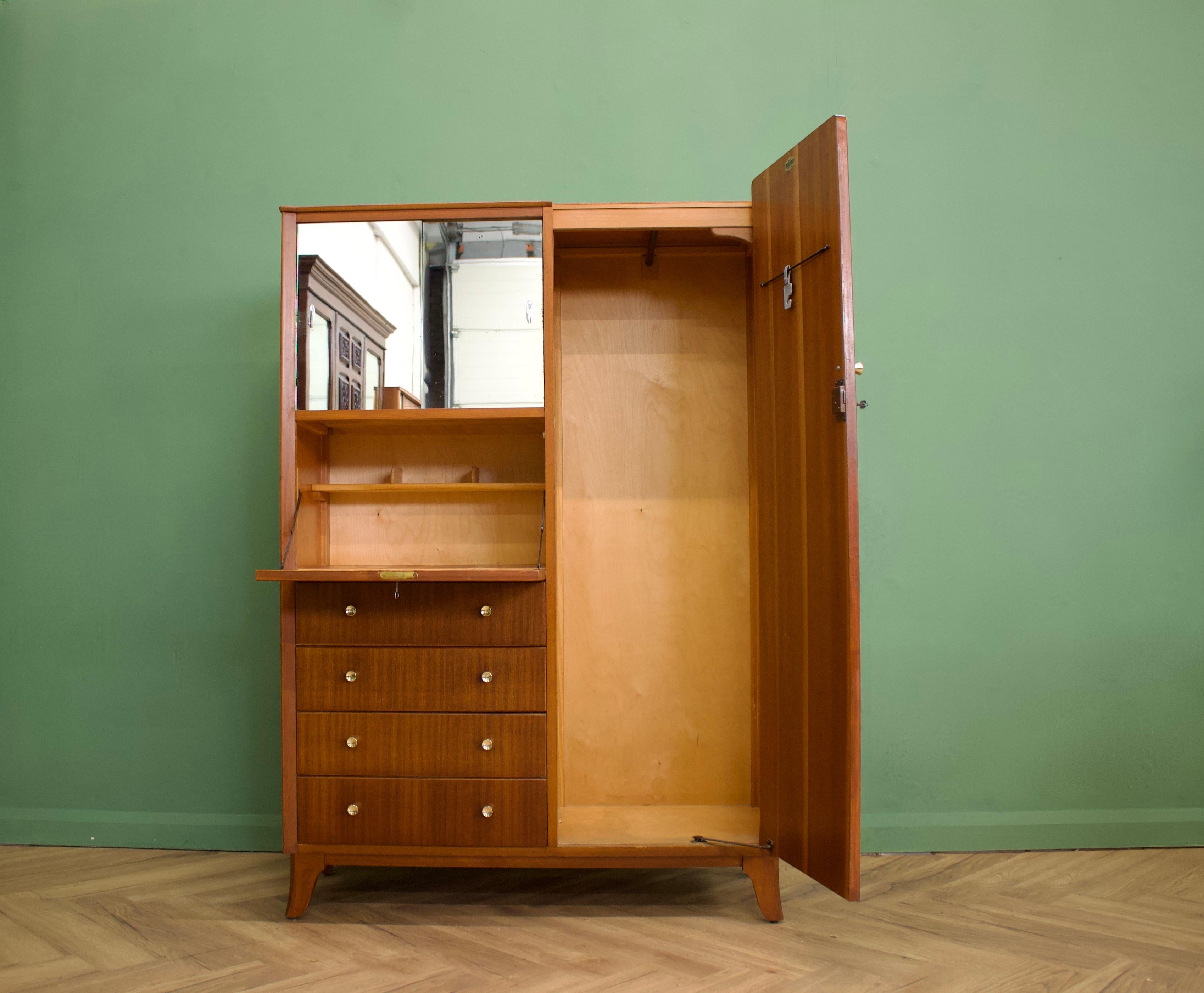 Mid-Century Compact Wardrobe from Lebus, 1960s In Good Condition In South Shields, GB