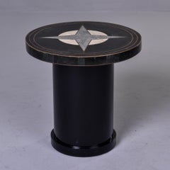 Mid Century Compass Rose Side Table in Stone with Brass Inlay