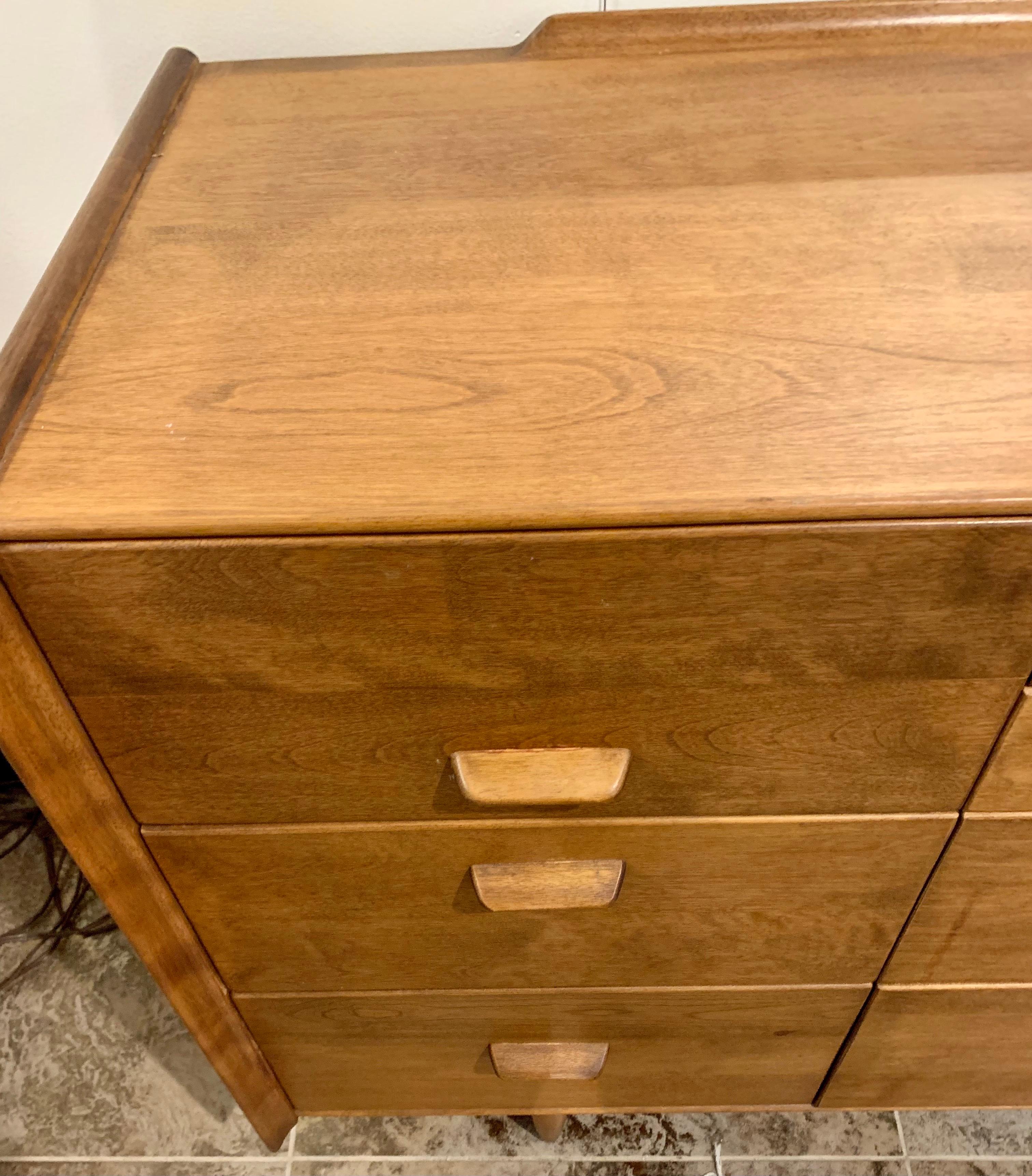 Mid Century Conant Ball 10 Drawer Dresser and Mirror, 2 Pc 1