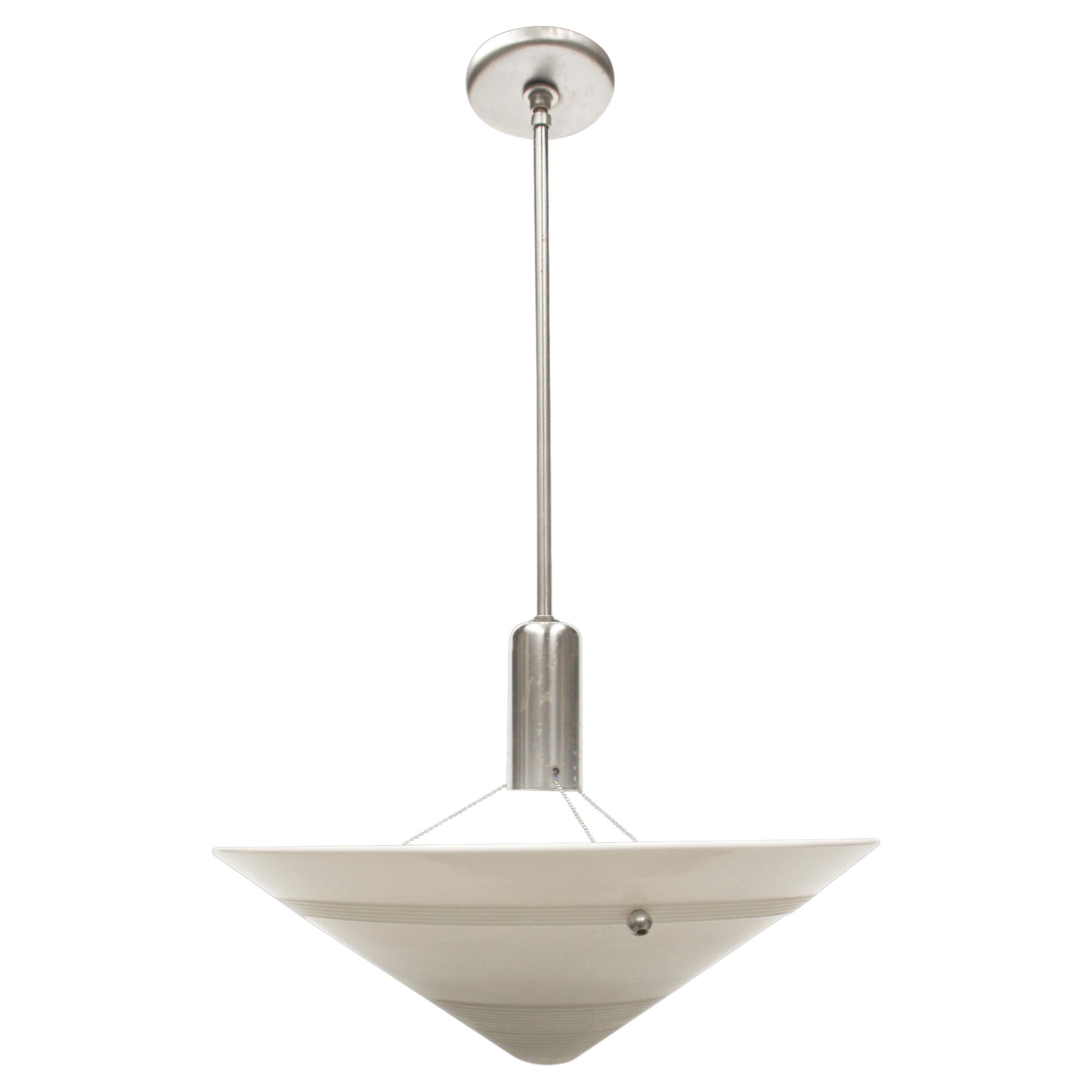 Colgante de luz de platillo de círculo concéntrico de mediados de siglo