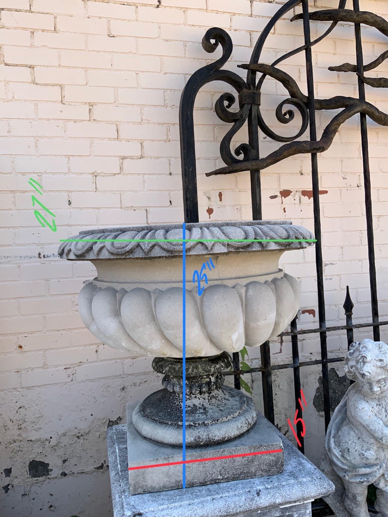 Mid Century Concrete Pair of Planters For Sale at 1stDibs