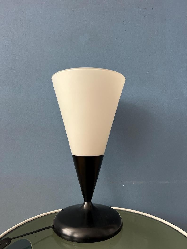 Mid Century Cone Opaline Glass Table Lamp, 1970s In Excellent Condition In ROTTERDAM, ZH