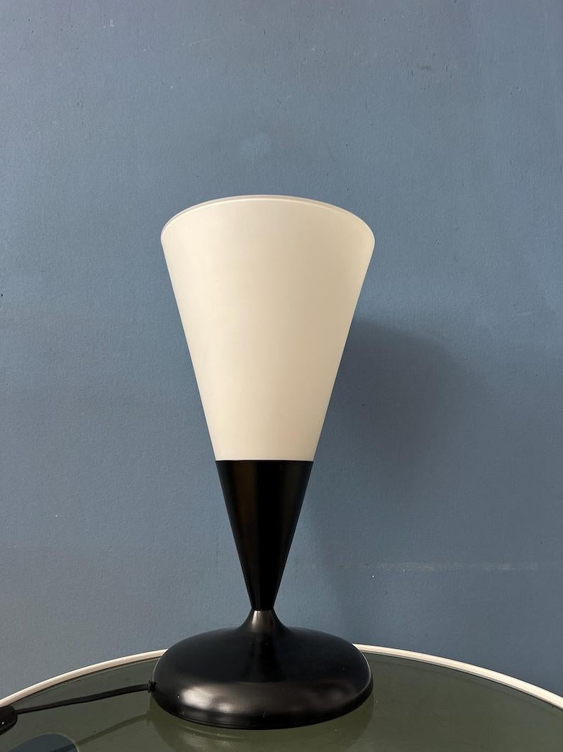 20th Century Mid Century Cone Opaline Glass Table Lamp, 1970s