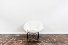 Mid-Century Cone White Boucle Armchair, 1950s