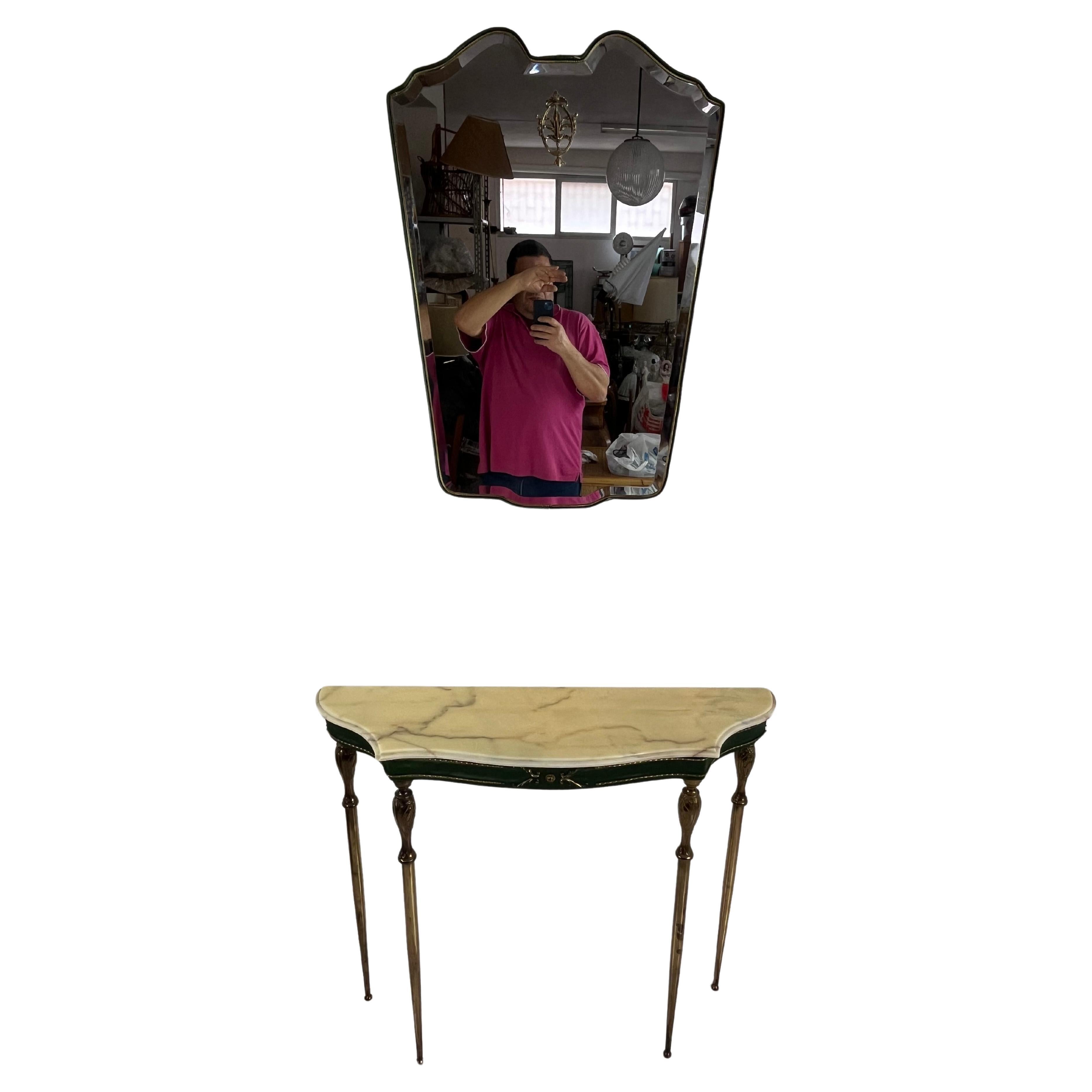 Mid-Century Set Of Two Console And Mirror Attributed to Paolo Buffa 1960s  For Sale