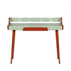 Console du milieu du siècle dernier et miroir rond biseauté avec tabourets,  par Osvaldo Borsani