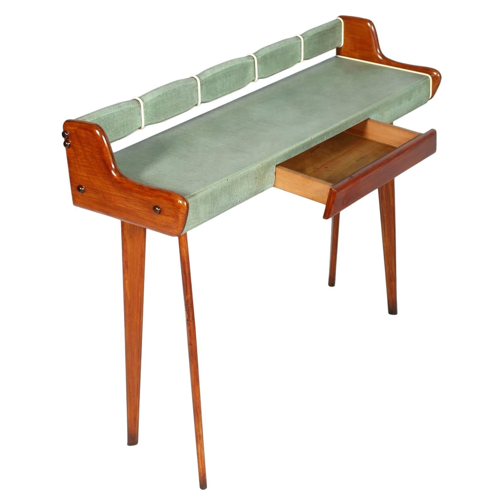 20th Century Midcentury Console & Round Beveled Mirror with Stools,  by Osvaldo Borsani For Sale