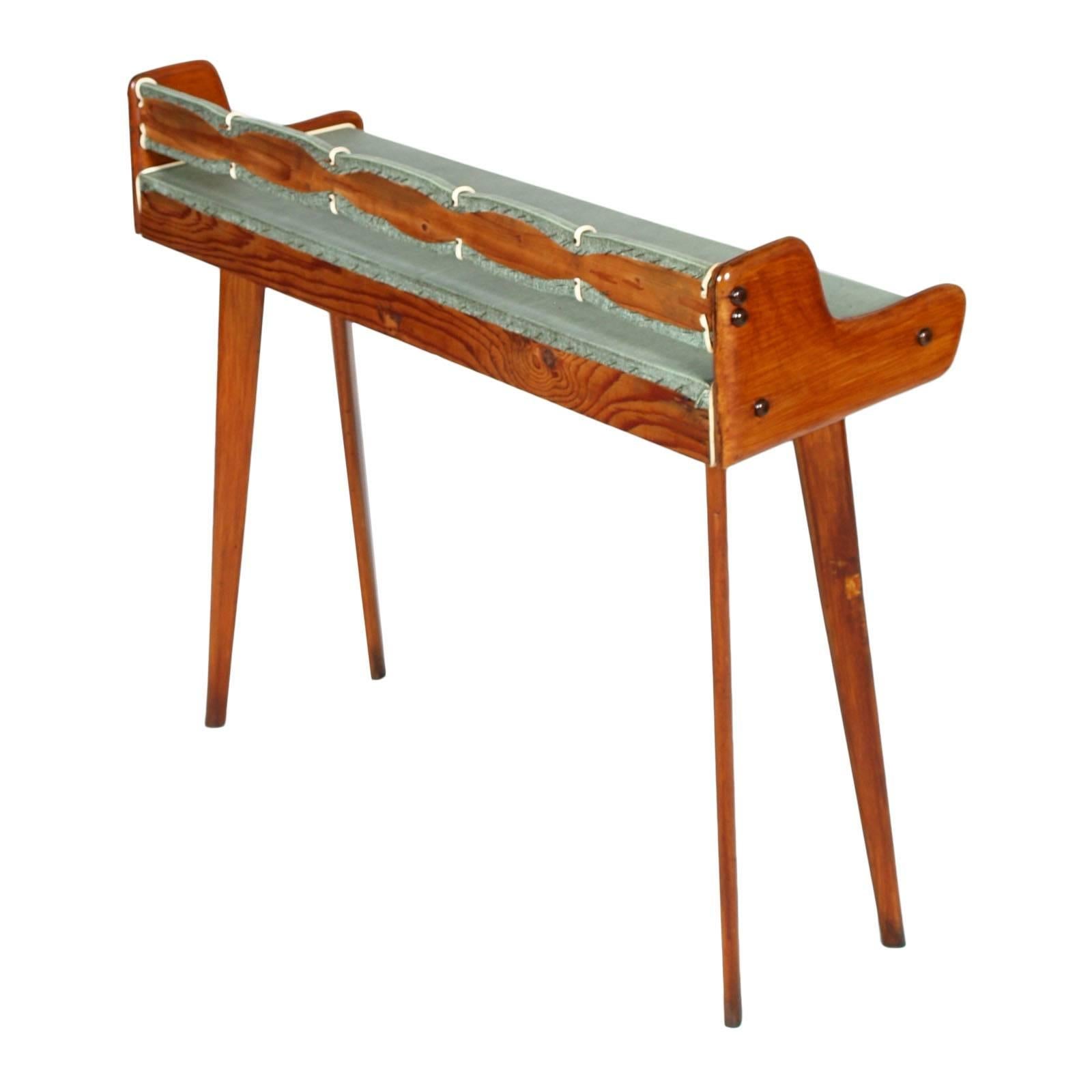 Plastic Midcentury Console & Round Beveled Mirror with Stools,  by Osvaldo Borsani For Sale