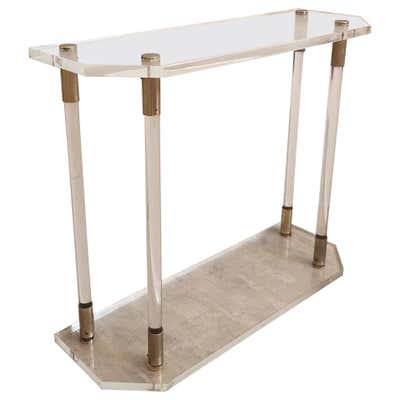 Plexiglass And Brass Console Circa 1970 With Glass Tray For Sale At plexiglass-and-brass-console-circa-1970-with-glass-tray-for-sale-at