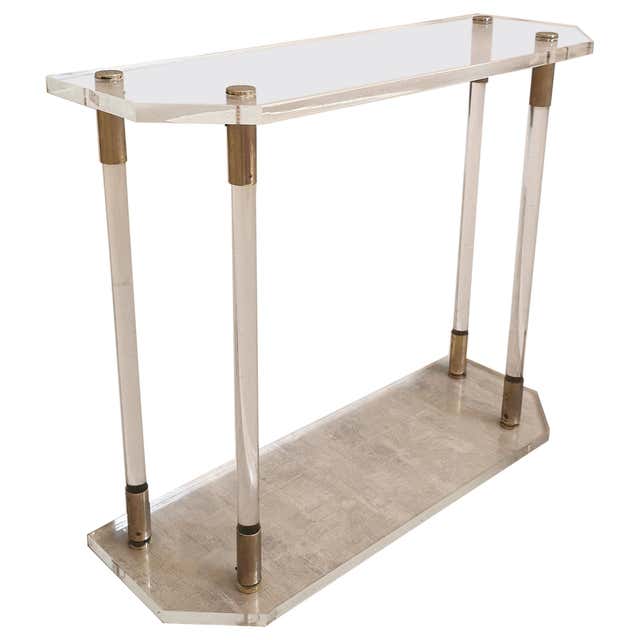 Plexiglass And Brass Console Circa 1970 With Glass Tray For Sale At plexiglass-and-brass-console-circa-1970-with-glass-tray-for-sale-at
