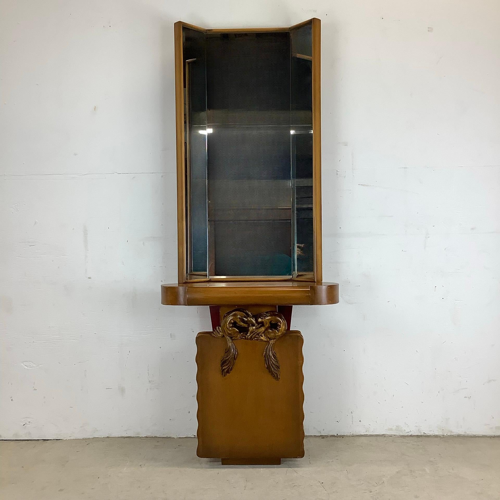 Mid-Century Modern Mid-Century Console & Mirror Set Attributed. Eugenio Montuori for Fratelli Turri For Sale