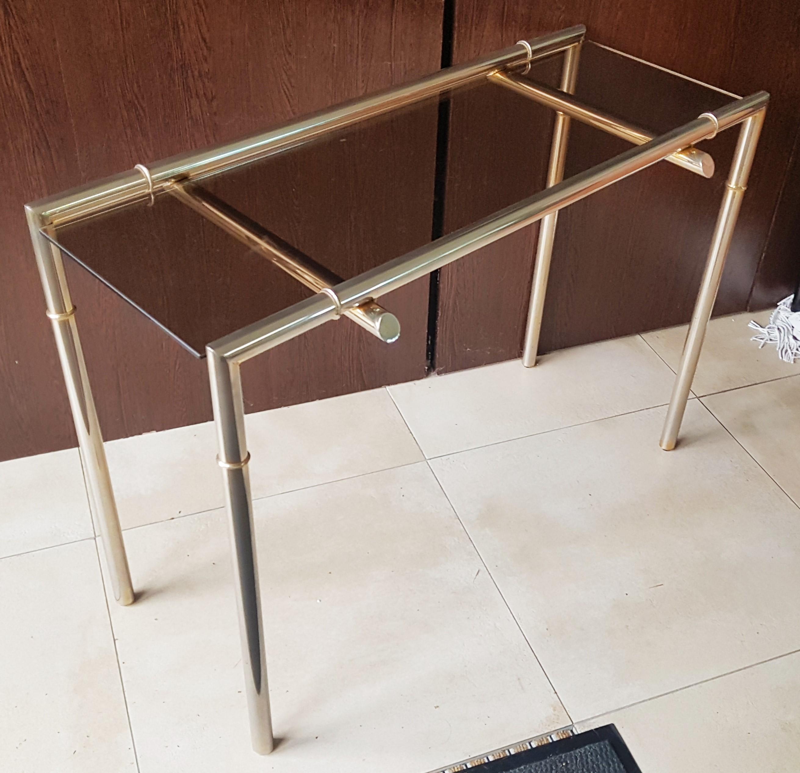 Midcentury Console Nickel and Smoked Glass, France, 1960s For Sale 9