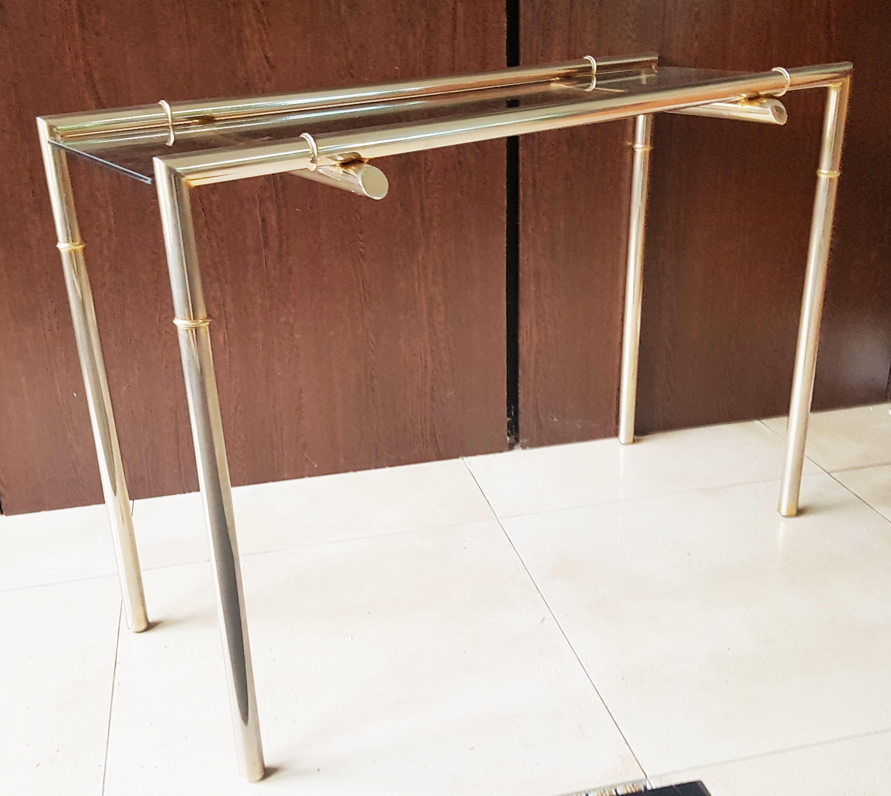 Midcentury Console Nickel and Smoked Glass, France, 1960s For Sale 10