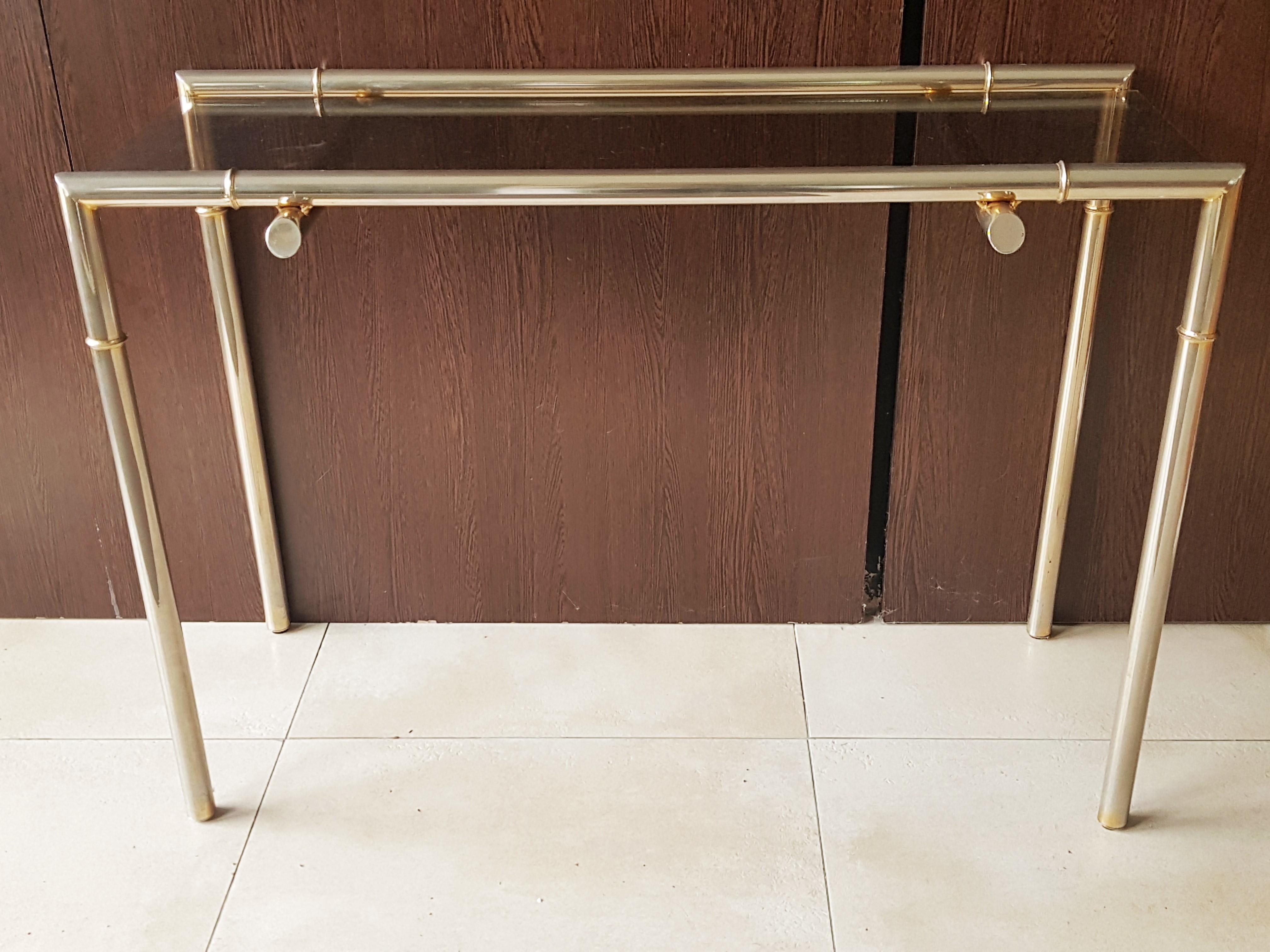 Mid-20th Century Midcentury Console Nickel and Smoked Glass, France, 1960s For Sale