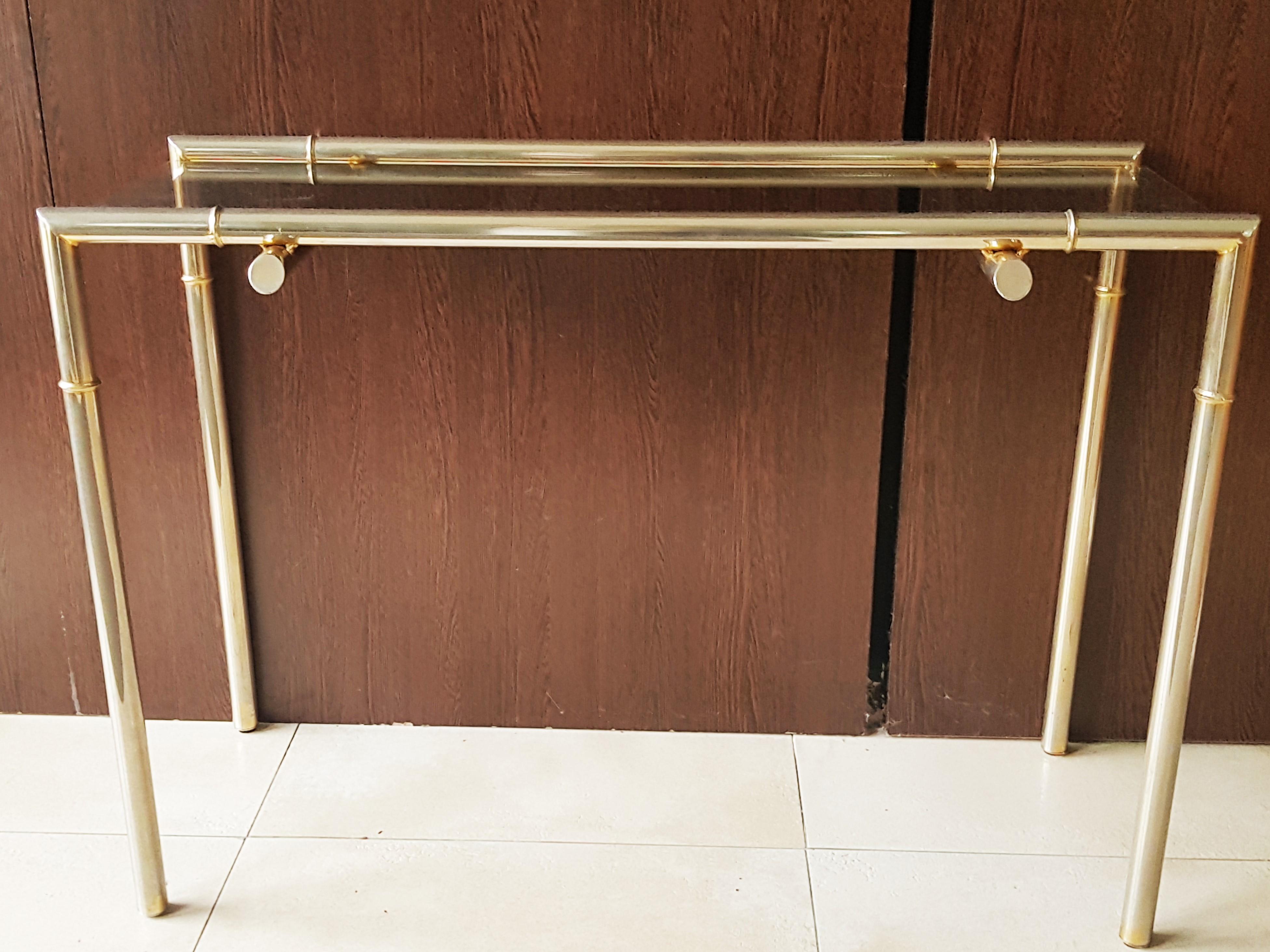 Midcentury Console Nickel and Smoked Glass, France, 1960s For Sale 1