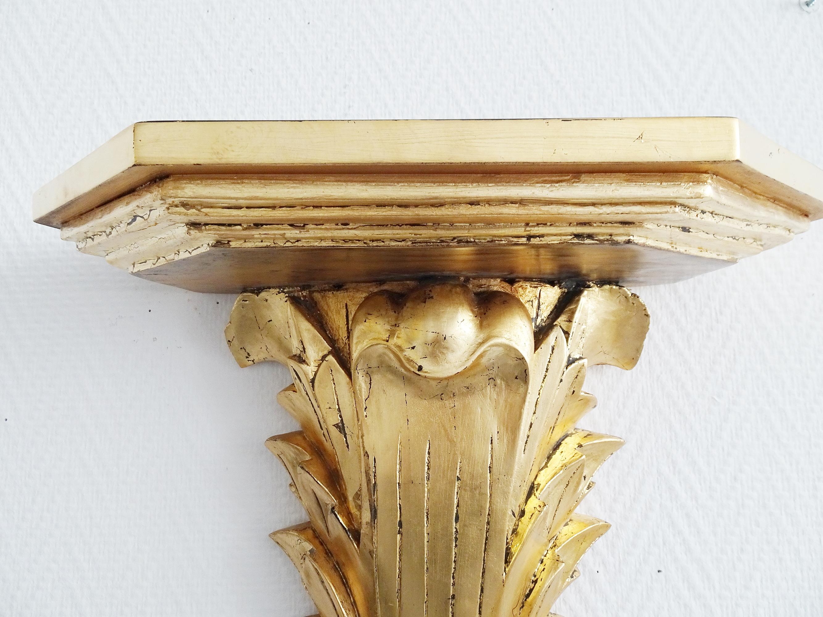 Gilt Mid-Century Console Shelve Gold Leaf, Louis XV