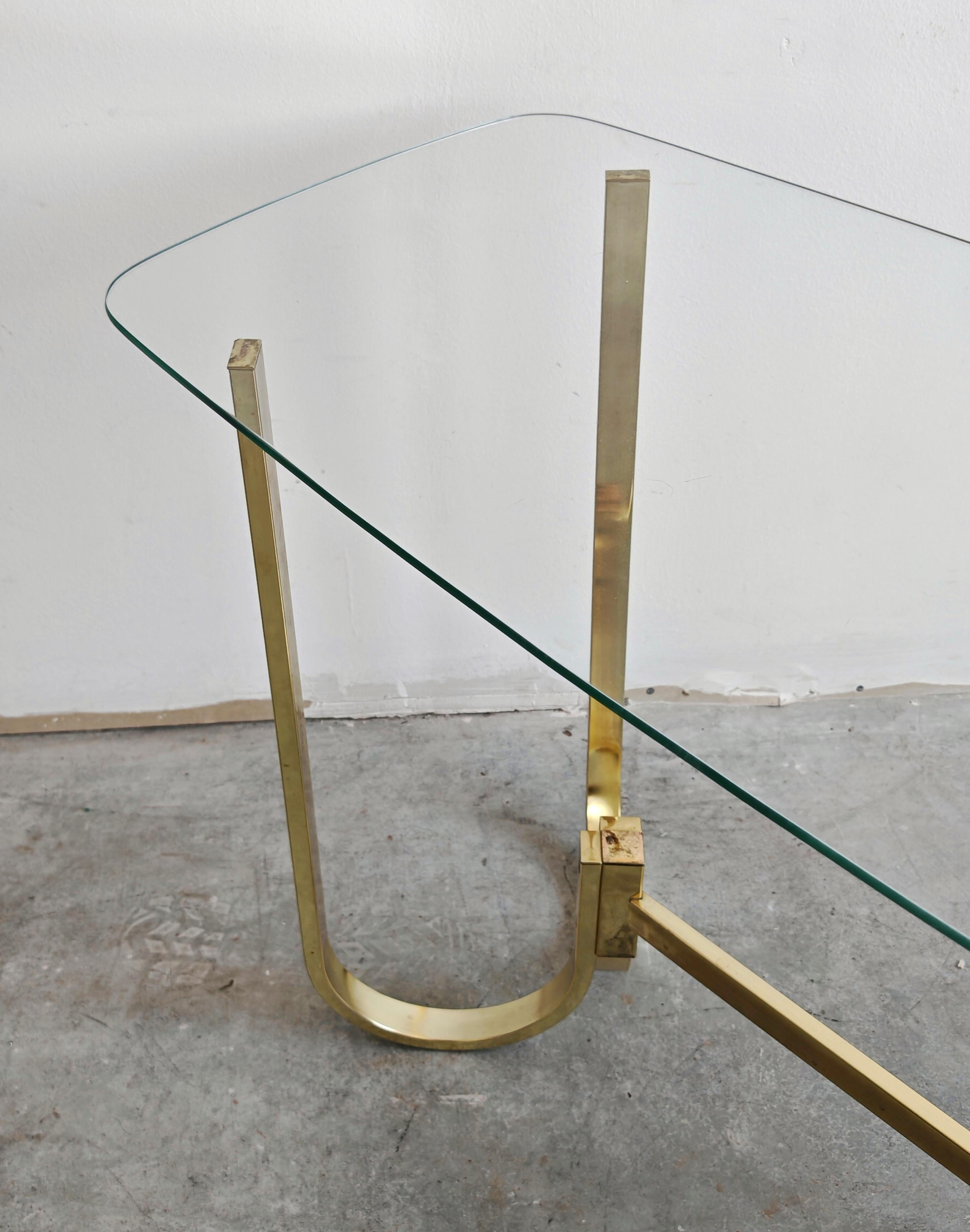 Mid Century Console Table in galvanized aluminum with glass top, Germany 1970s For Sale 5