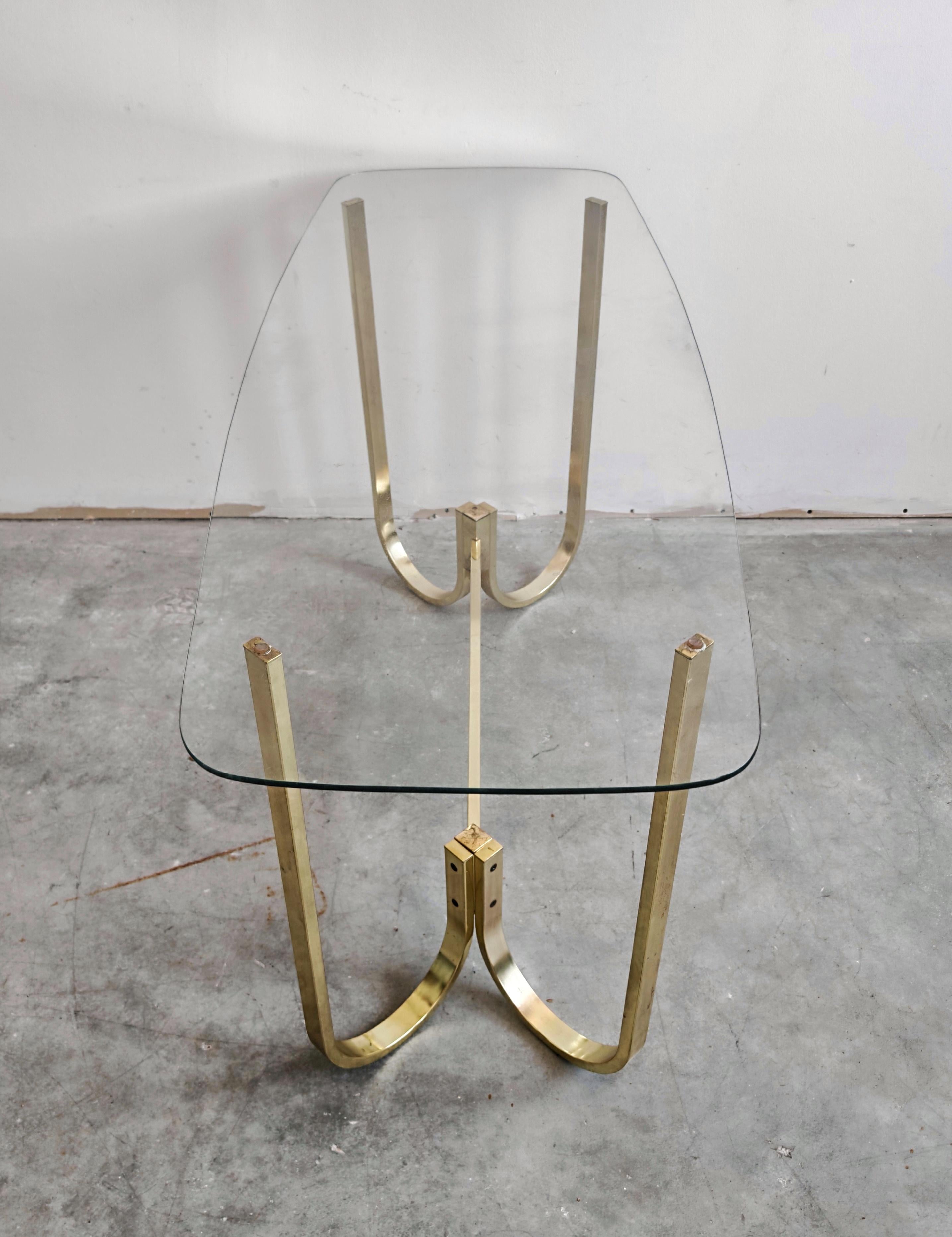 Mid Century Console Table in galvanized aluminum with glass top, Germany 1970s For Sale 1