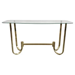 Mid Century Console Table in galvanized aluminum with glass top, Germany 1970s