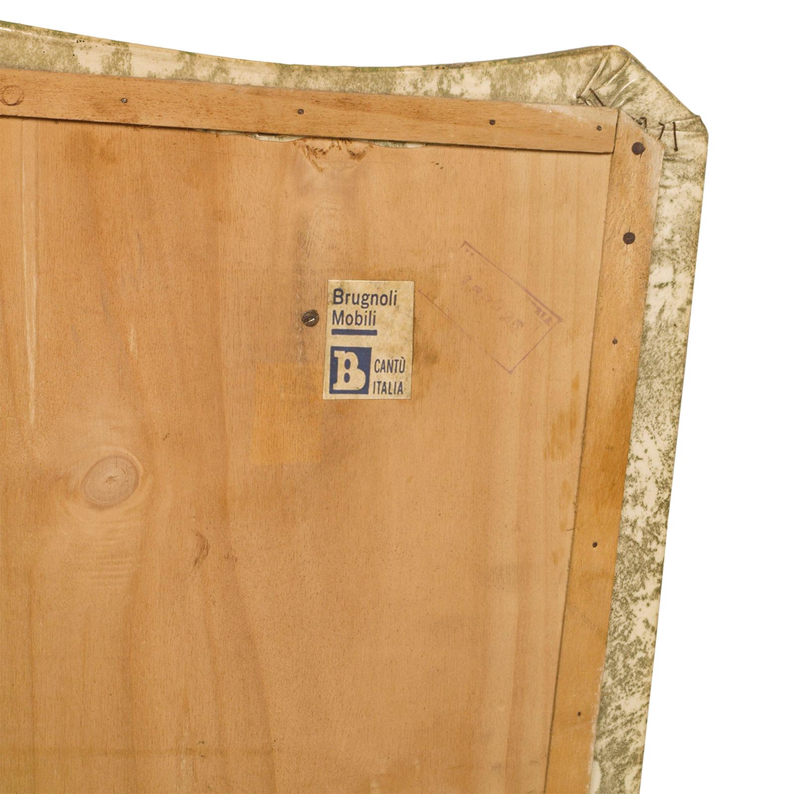 Console du milieu du siècle en laiton doré et tissu plastifié Brugnoli Mobili Cantù Bon état - En vente à Vigonza, Padua