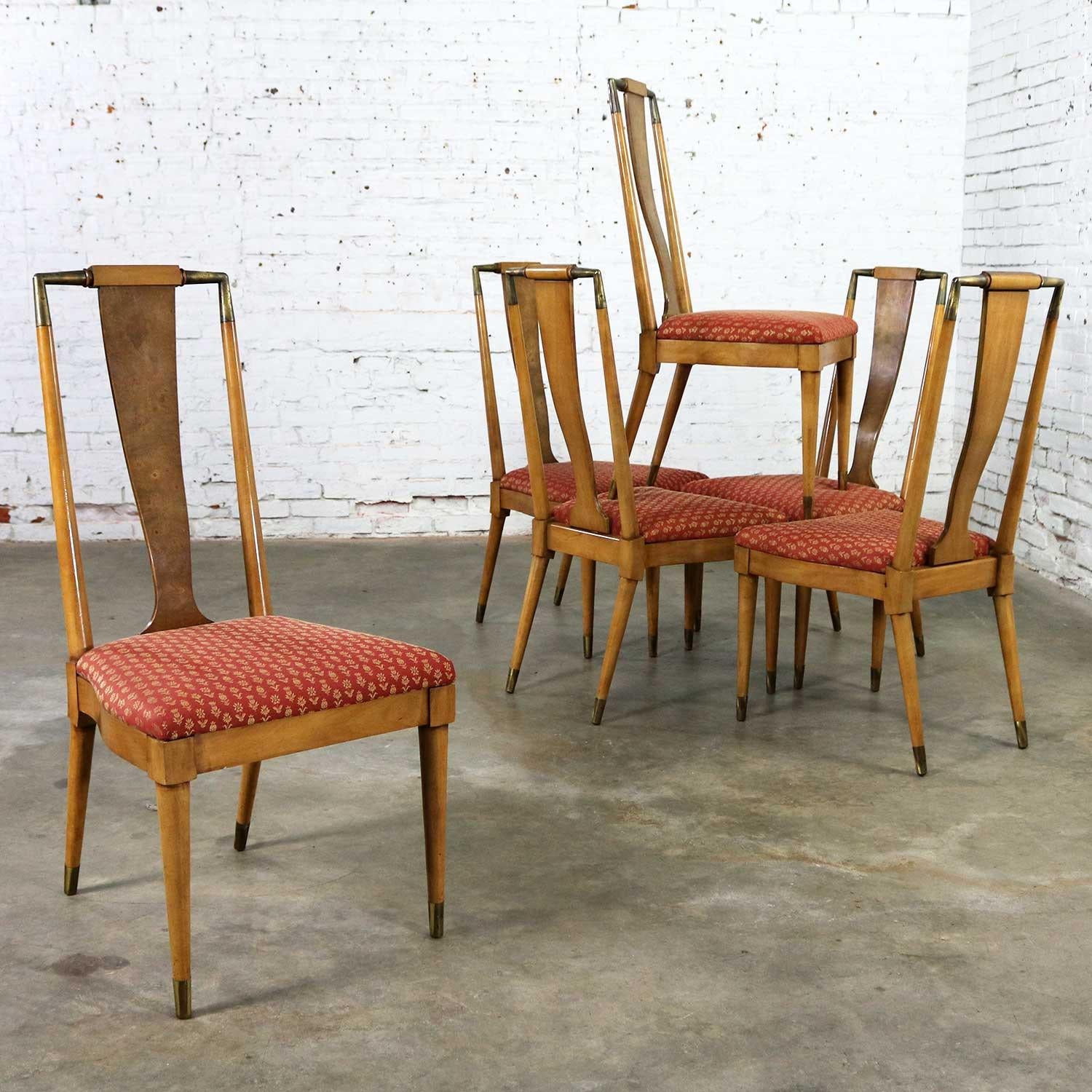 Brass Midcentury Contempora Dining Chairs by William Clingman for J. L. Metz Set of 6 For Sale