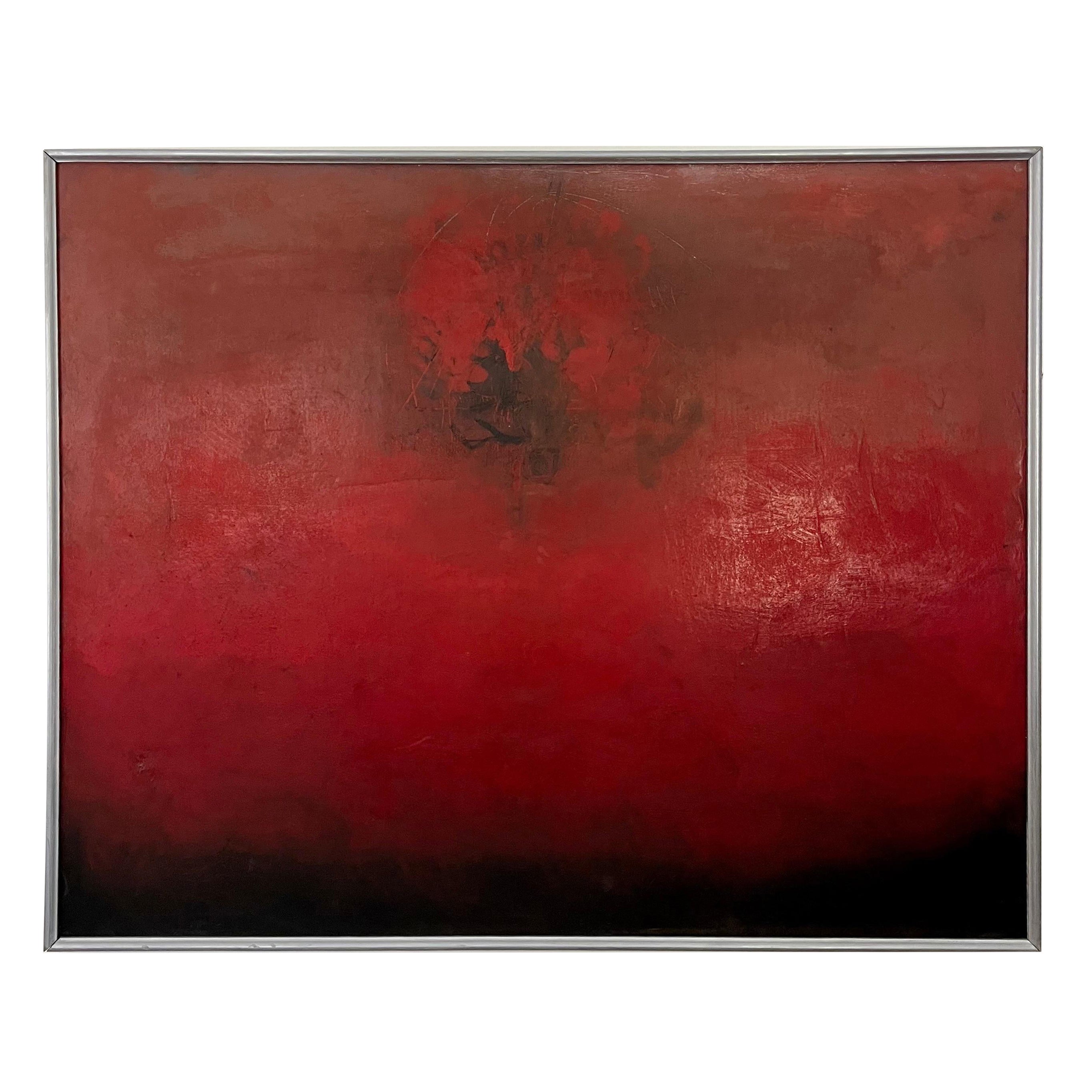 Mid Century Contemporary Abstraktes Gemälde auf Leinwand