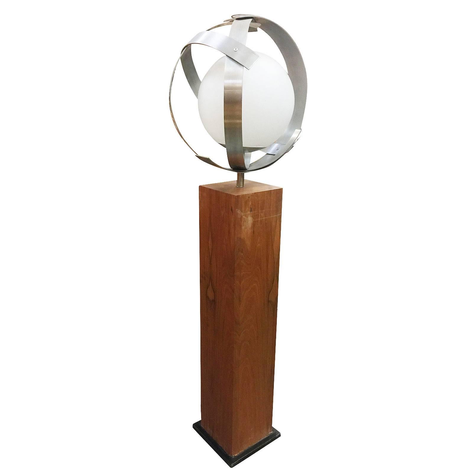 Post-Modern Midcentury Continental Glass Aluminum Sculpture Floor Lamp For Sale