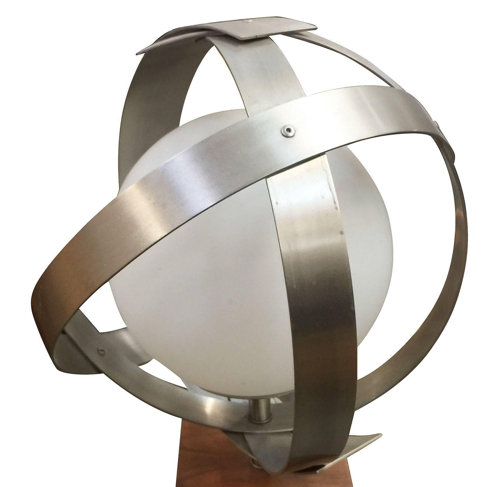 Italian Midcentury Continental Glass Aluminum Sculpture Floor Lamp For Sale