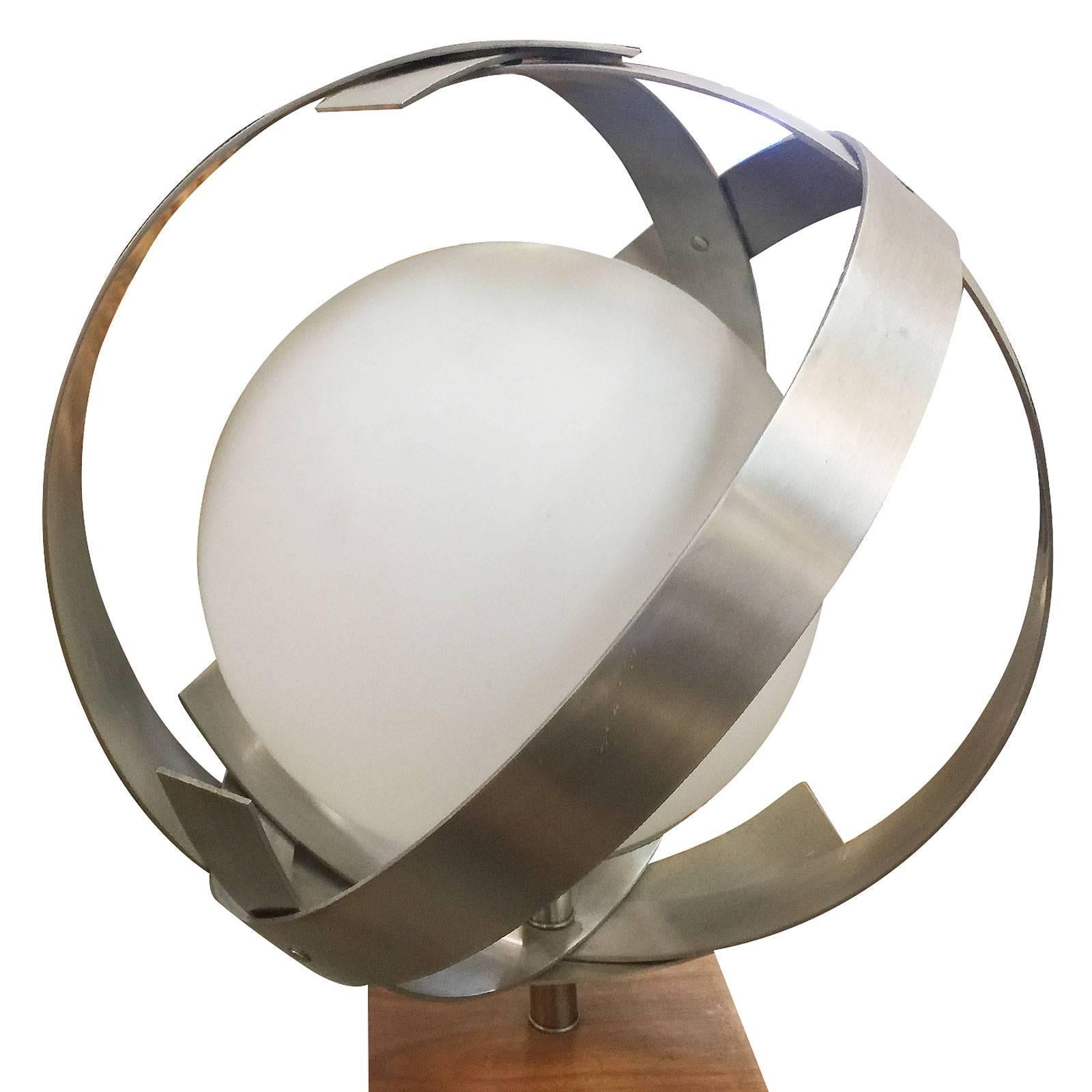 Midcentury Continental Glass Aluminum Sculpture Floor Lamp For Sale 1