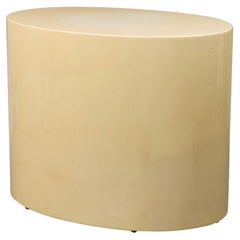 Mid-Century Continental Karl Springer Oval GoatSkin Pedestal End Table