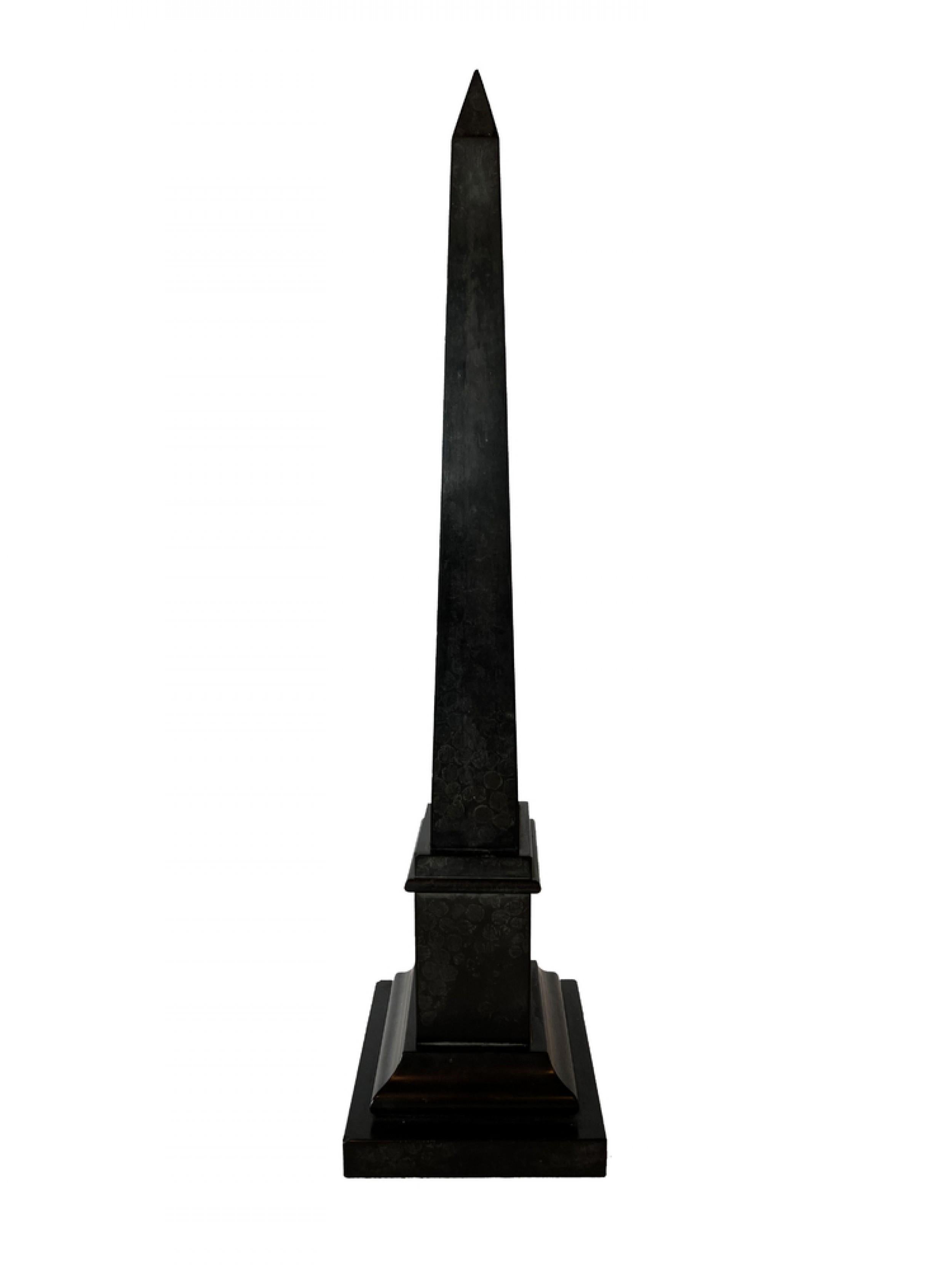 Hand-Crafted Mid-Century Continental Large Marmo Negro and Specimen Marble Grand Tour Obelisk For Sale