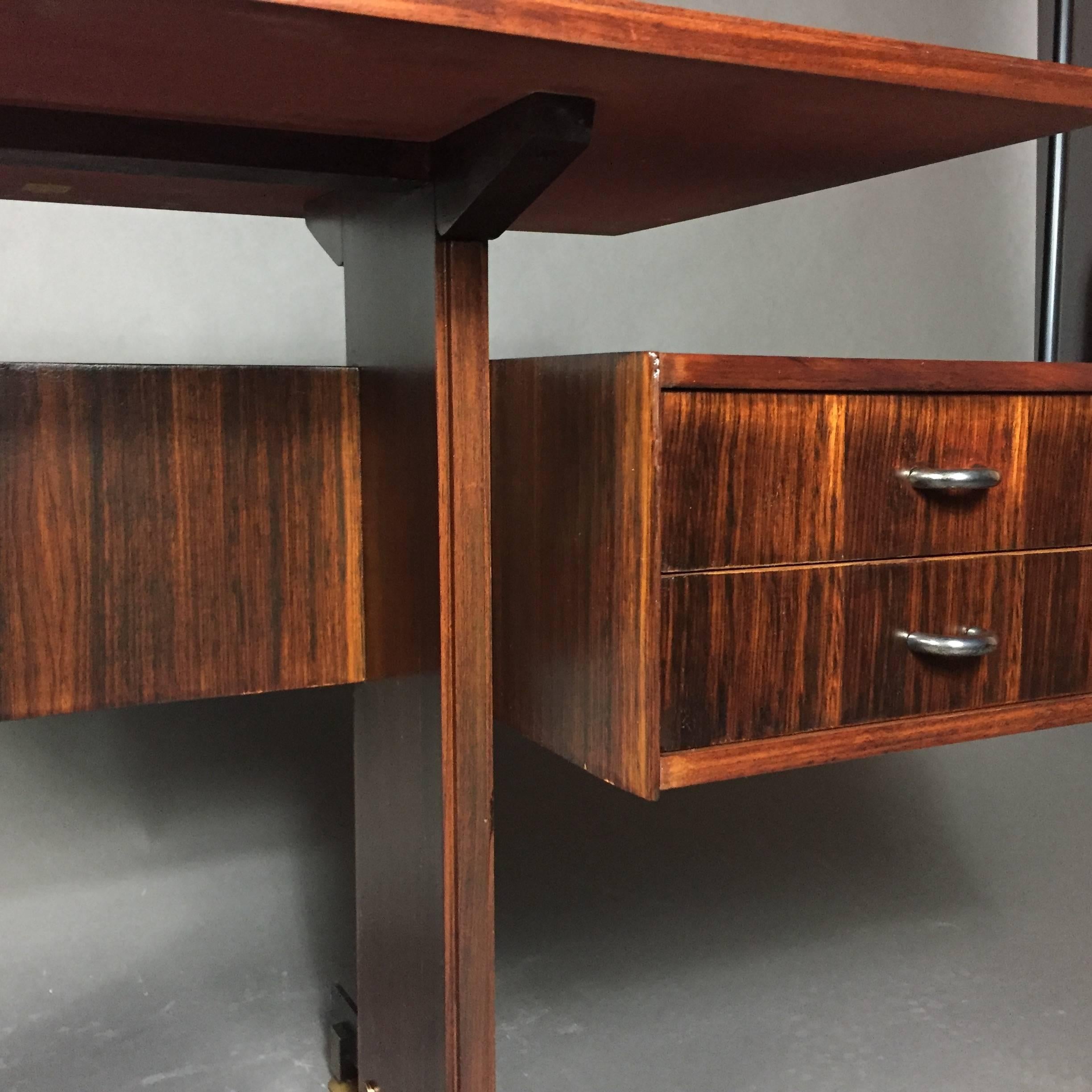 Midcentury Continental Mahogany Dressing Table or Small Desk In Excellent Condition For Sale In Hudson, NY