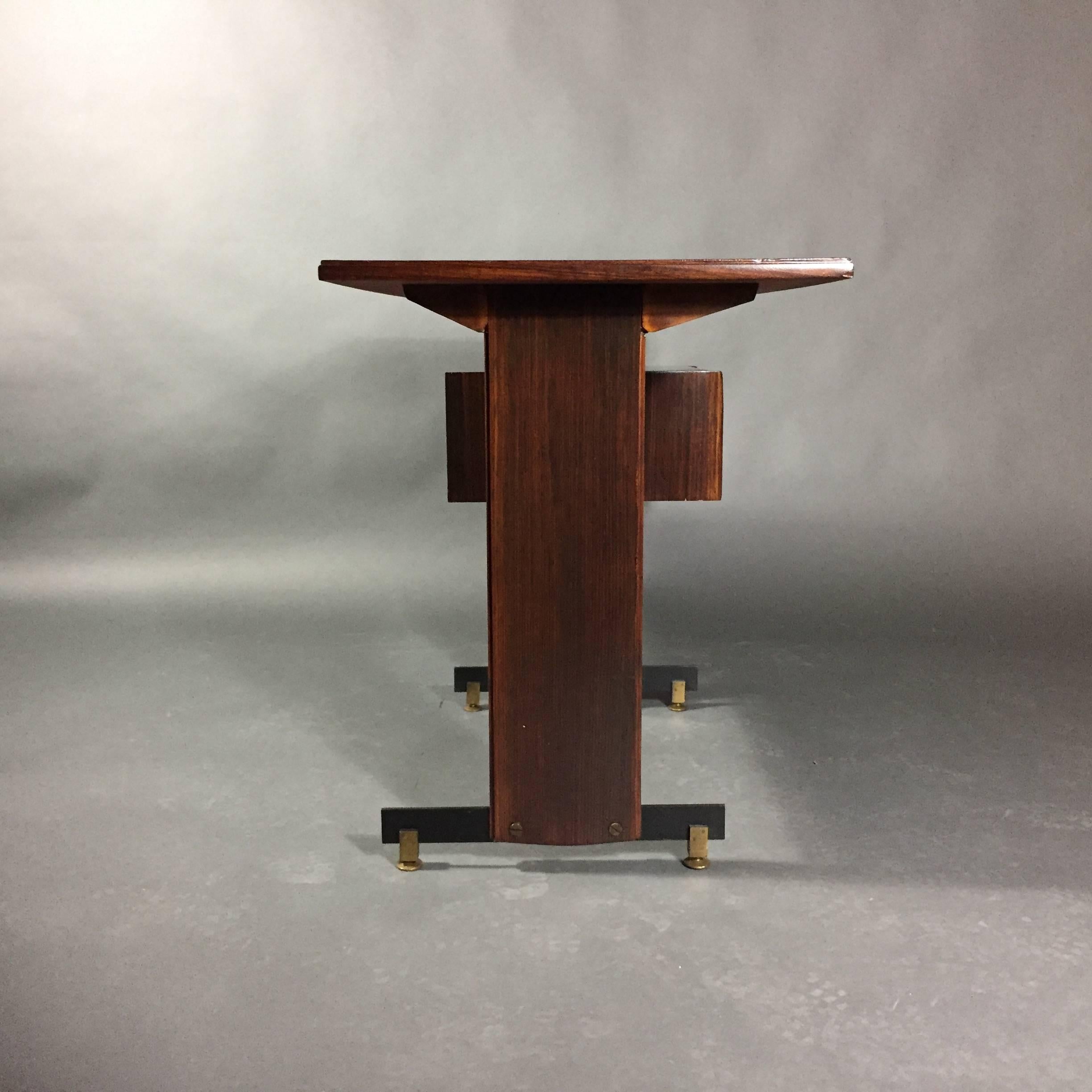 Late 20th Century Midcentury Continental Mahogany Dressing Table or Small Desk For Sale