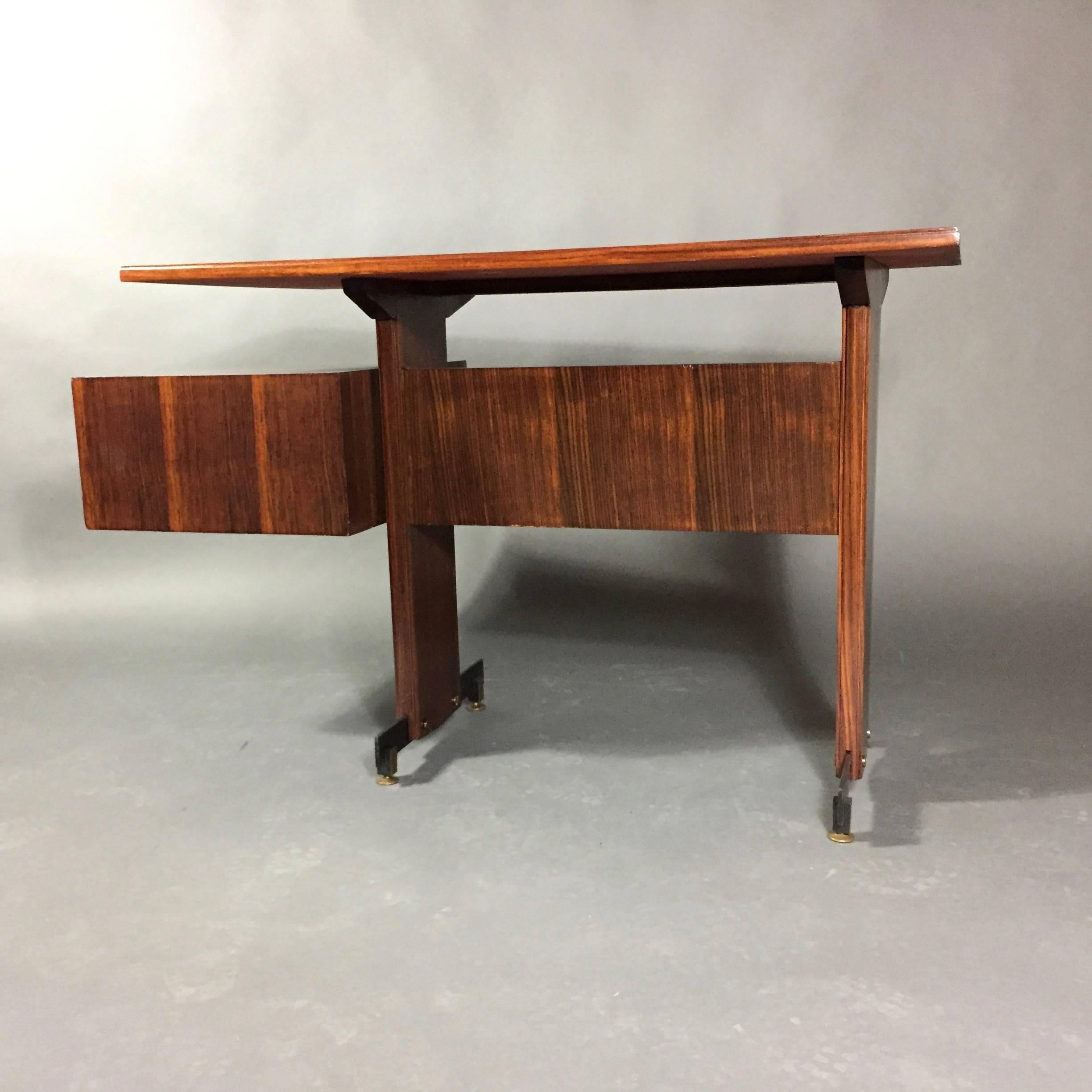 Midcentury Continental Mahogany Dressing Table or Small Desk For Sale 1