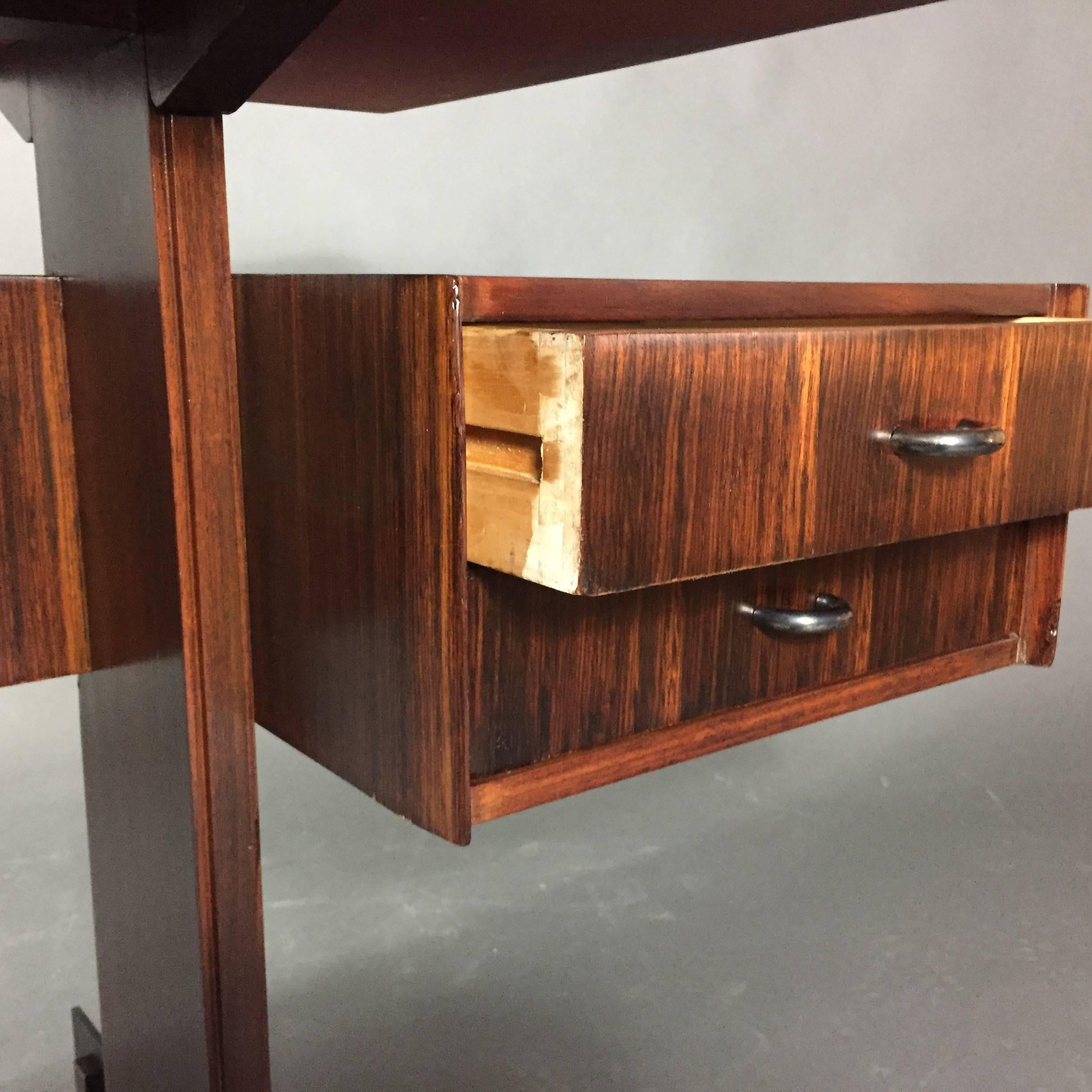 Midcentury Continental Mahogany Dressing Table or Small Desk For Sale 2