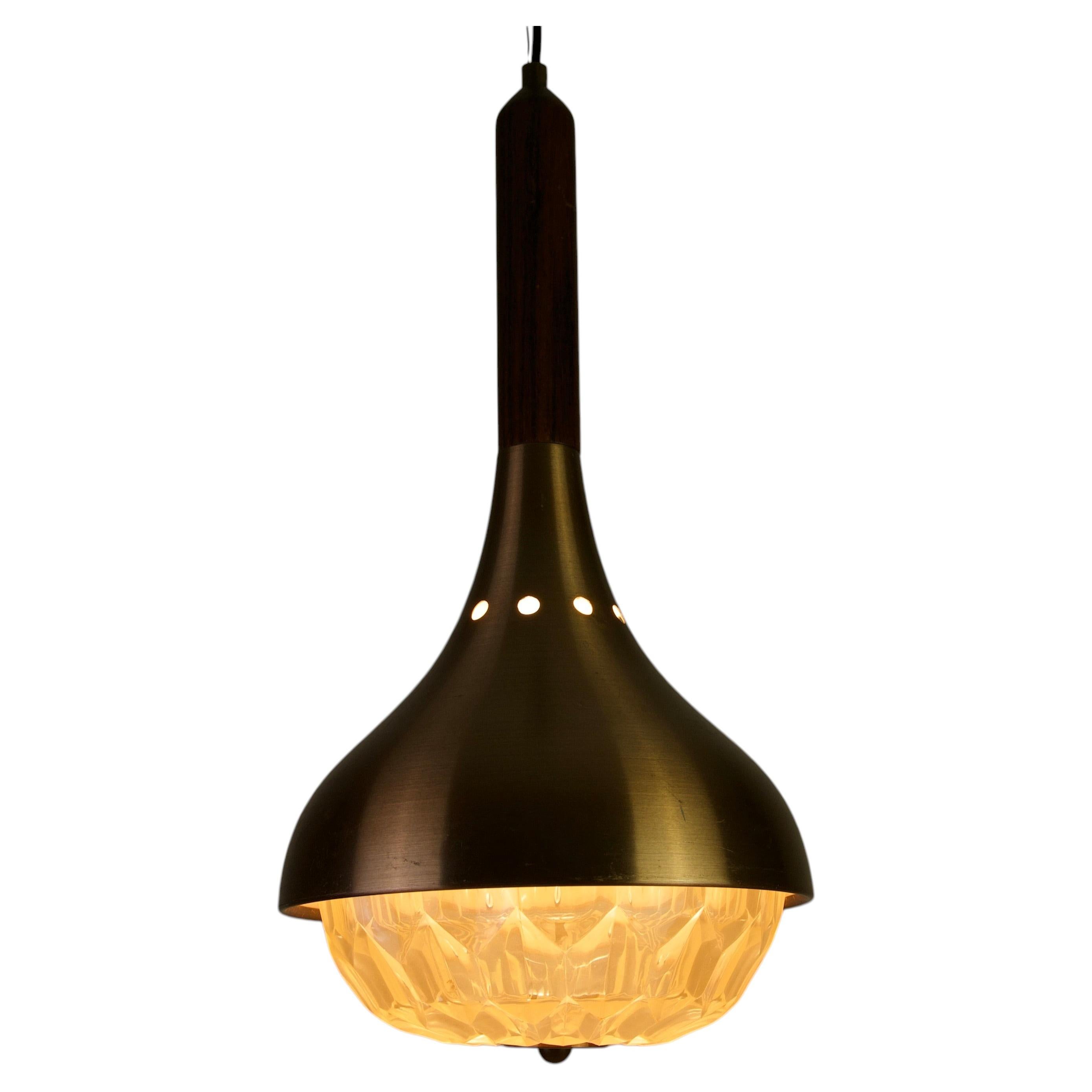 Mid-Century Copper and Acrylic Glass Ceiling Lamp, Italy, 1960s