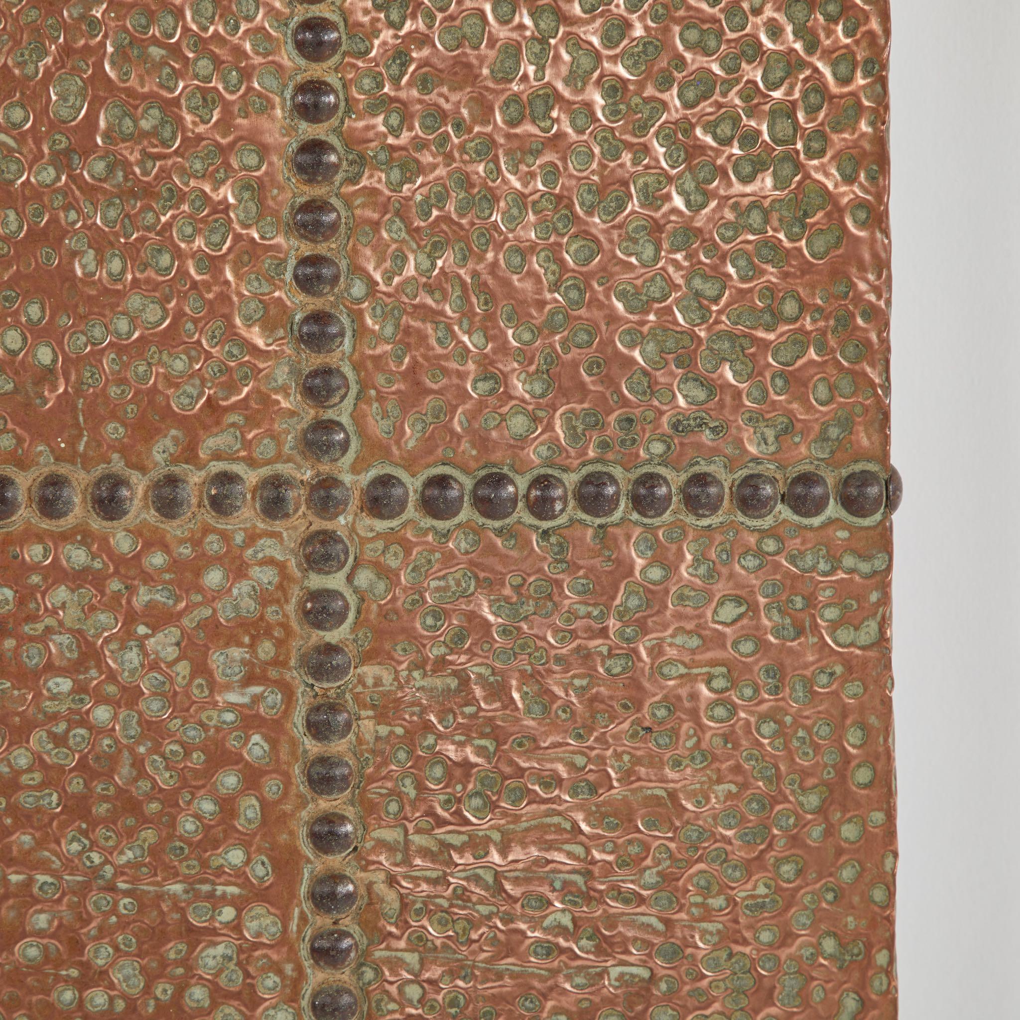 Metal Mid Century French Copper and Brass Panel  For Sale