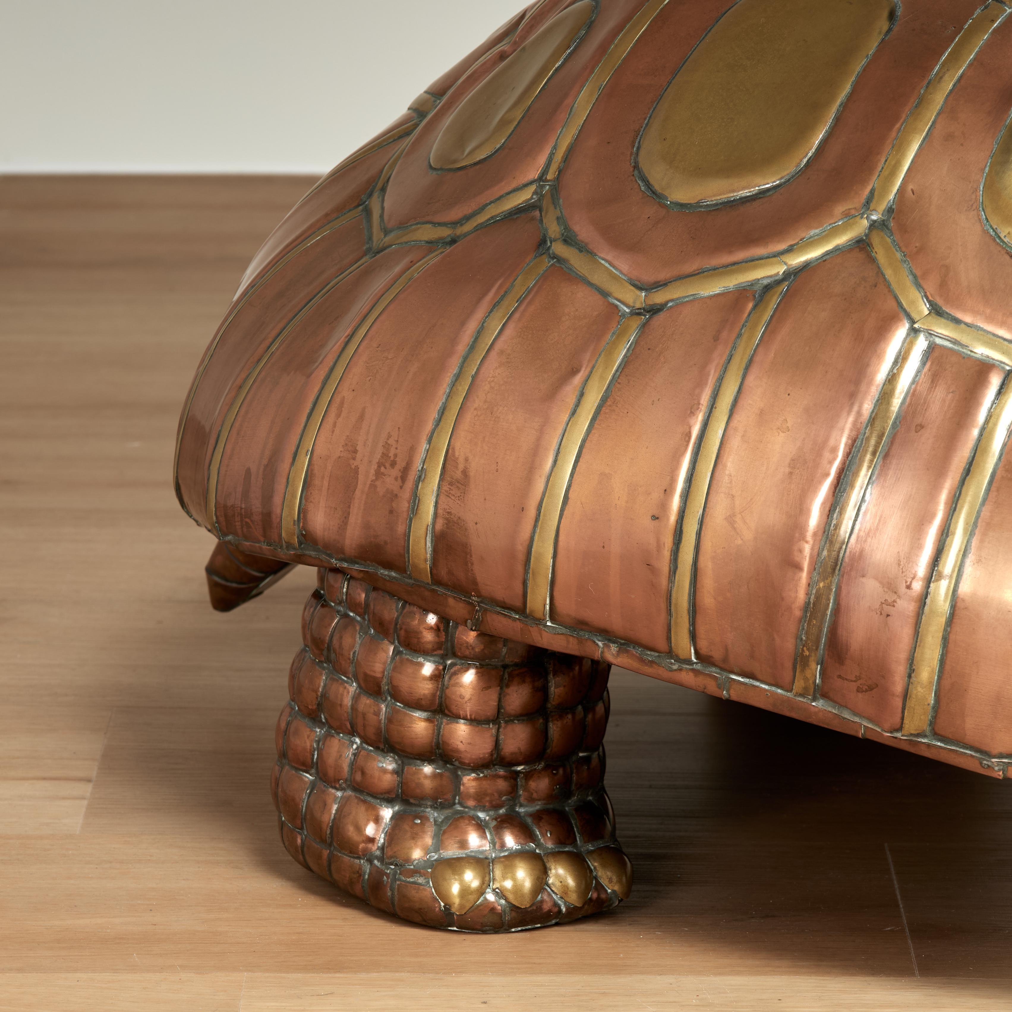 Mid Century Copper and Brass Tortoise Sculpture in vendita 2
