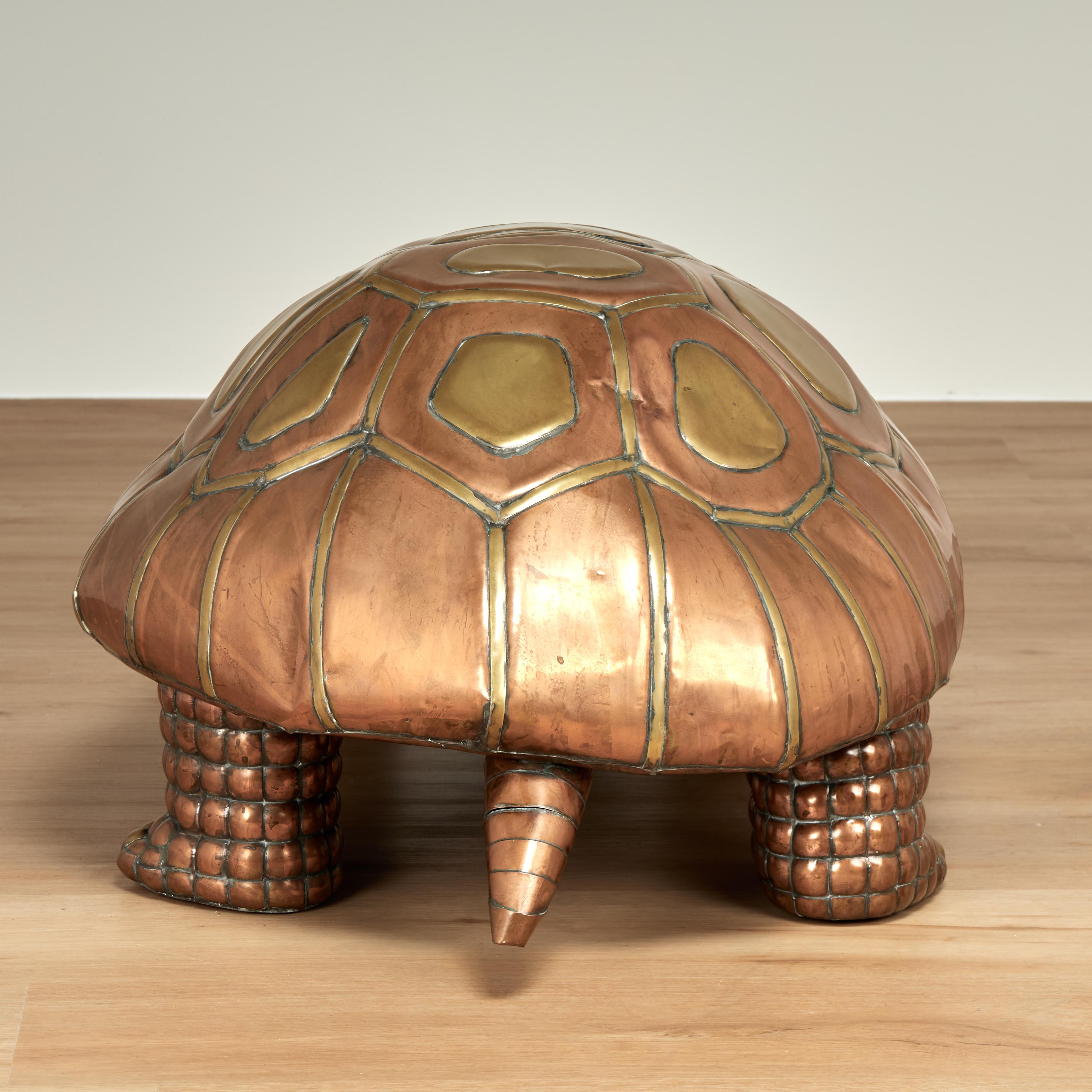 Americano Mid Century Copper and Brass Tortoise Sculpture in vendita