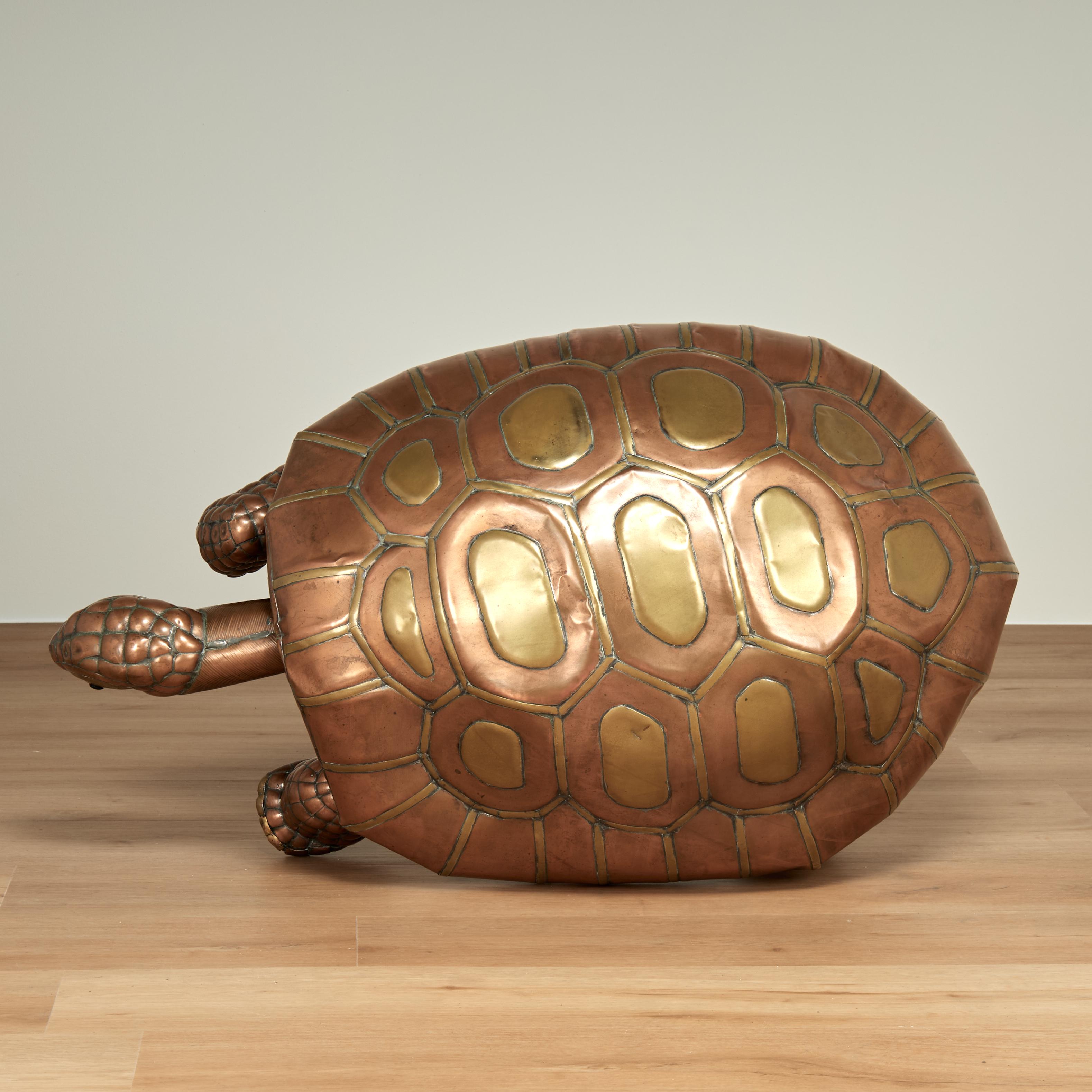 XX secolo Mid Century Copper and Brass Tortoise Sculpture in vendita