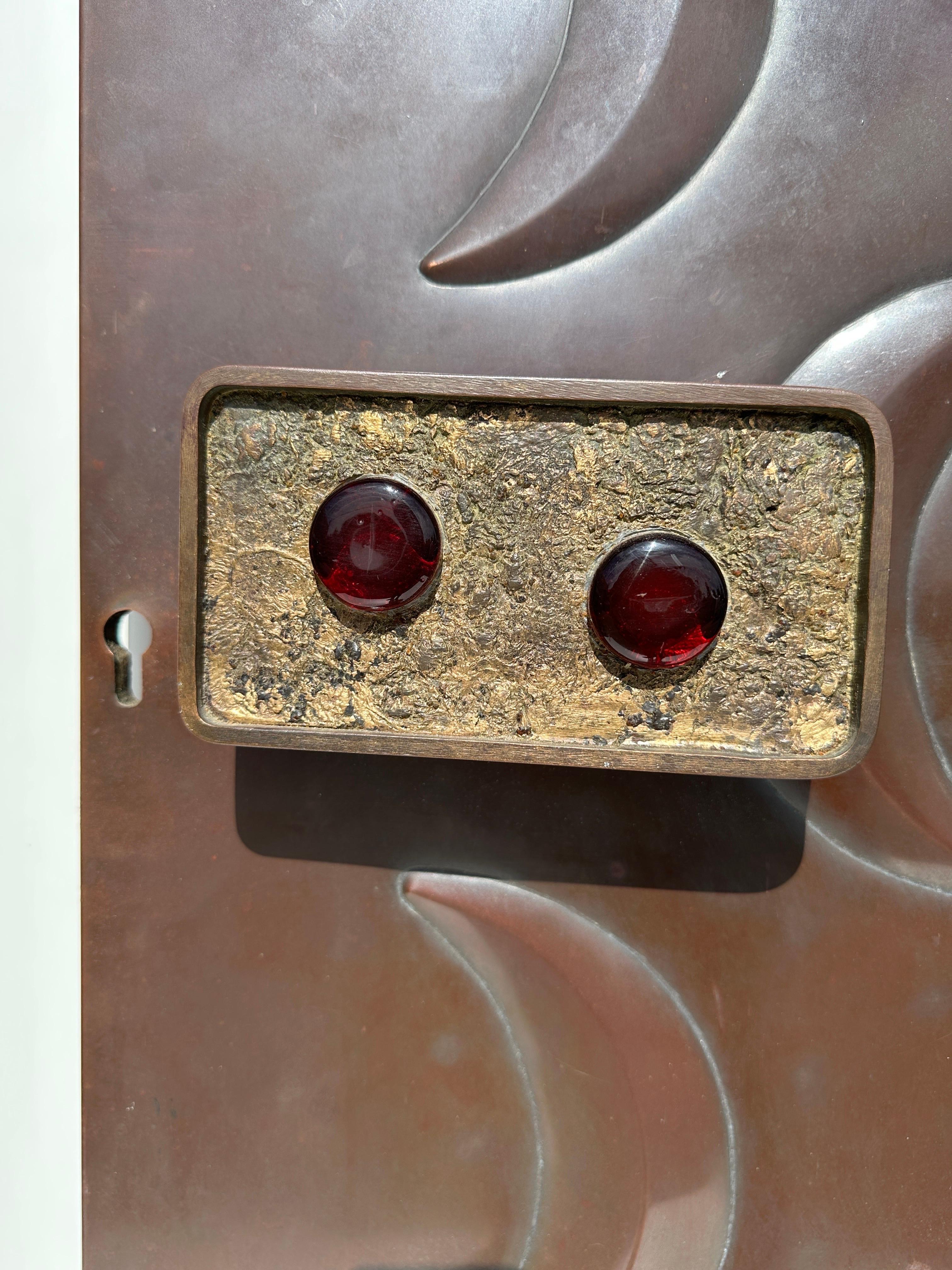 Mid Century Copper and Bronze Door Panel  In Good Condition For Sale In North Hollywood, CA
