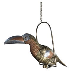 Mid Century Copper & Brass Toucan Bird Sculpture Statue by Sergio Bustamante 32"